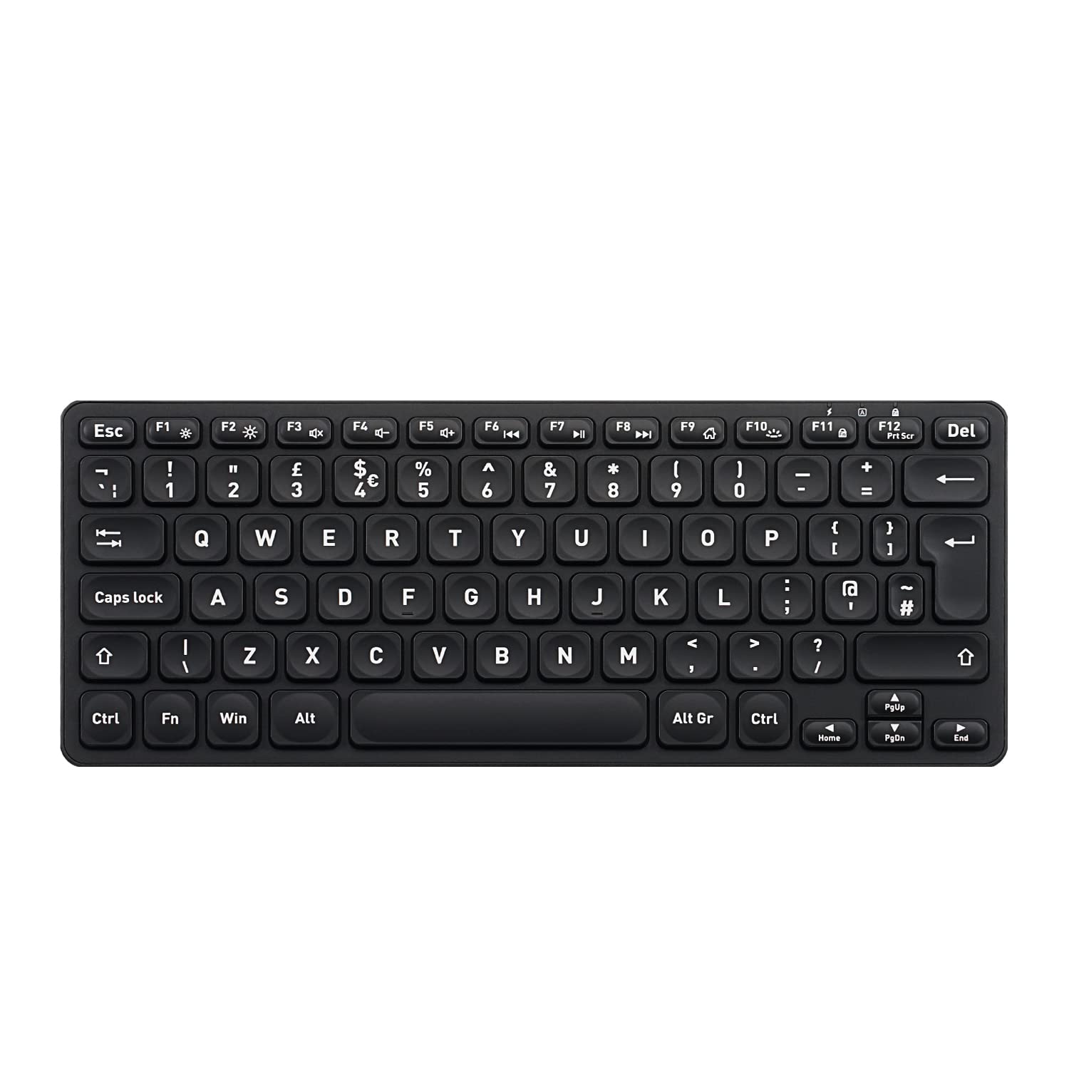 Perixx PERIBOARD-732B Wireless 2.4 GHz Backlit Mini Keyboard, X Type Scissor Keys, White Backlit, UK QWERTY, Black