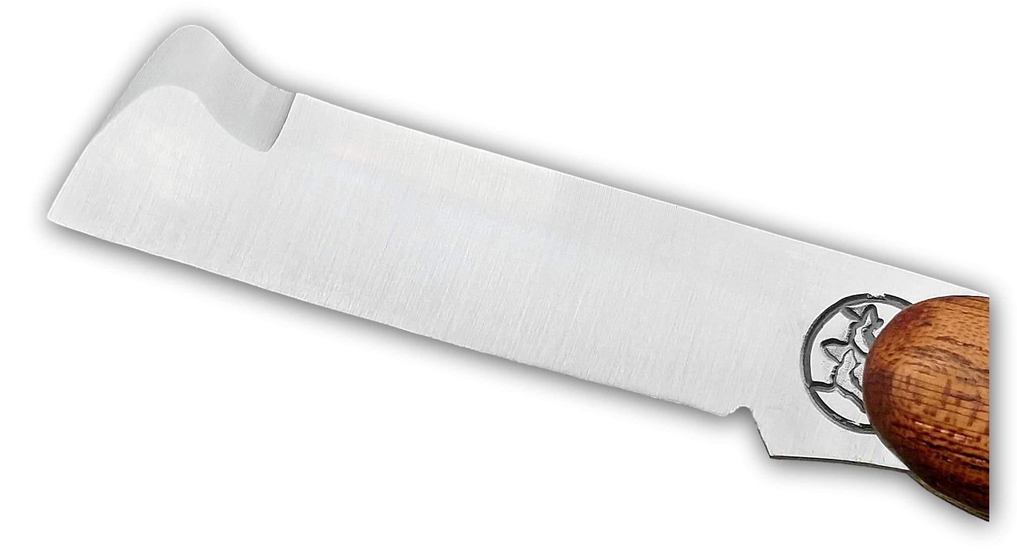 DUE BUOI 202L Coltello da Innesto per Mancini Professionale Alberi da Frutto e Giardinaggio Acciaio Carbonio Böhler K720, Manico in Legno