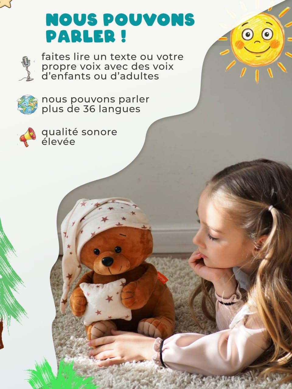 LeCoon Ours en Peluche – 500+ Histoires, comptines et berceuses