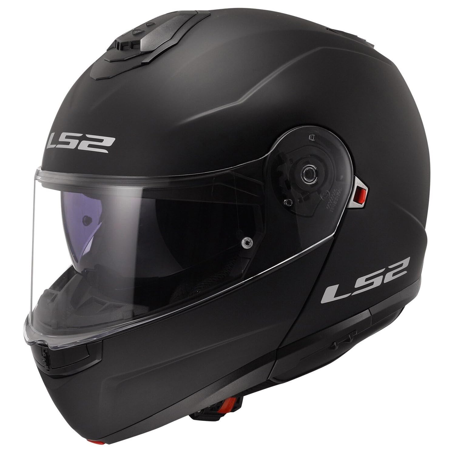 LS2 FF908 STROBE-II FLIP-FRONT MODUALR MOTORCYCLE HELMET New Flip-up DVS Motorbike Scooter Touring Racing Crash Helmet - ECE 22.06 & P/J Homologation, Matt Black