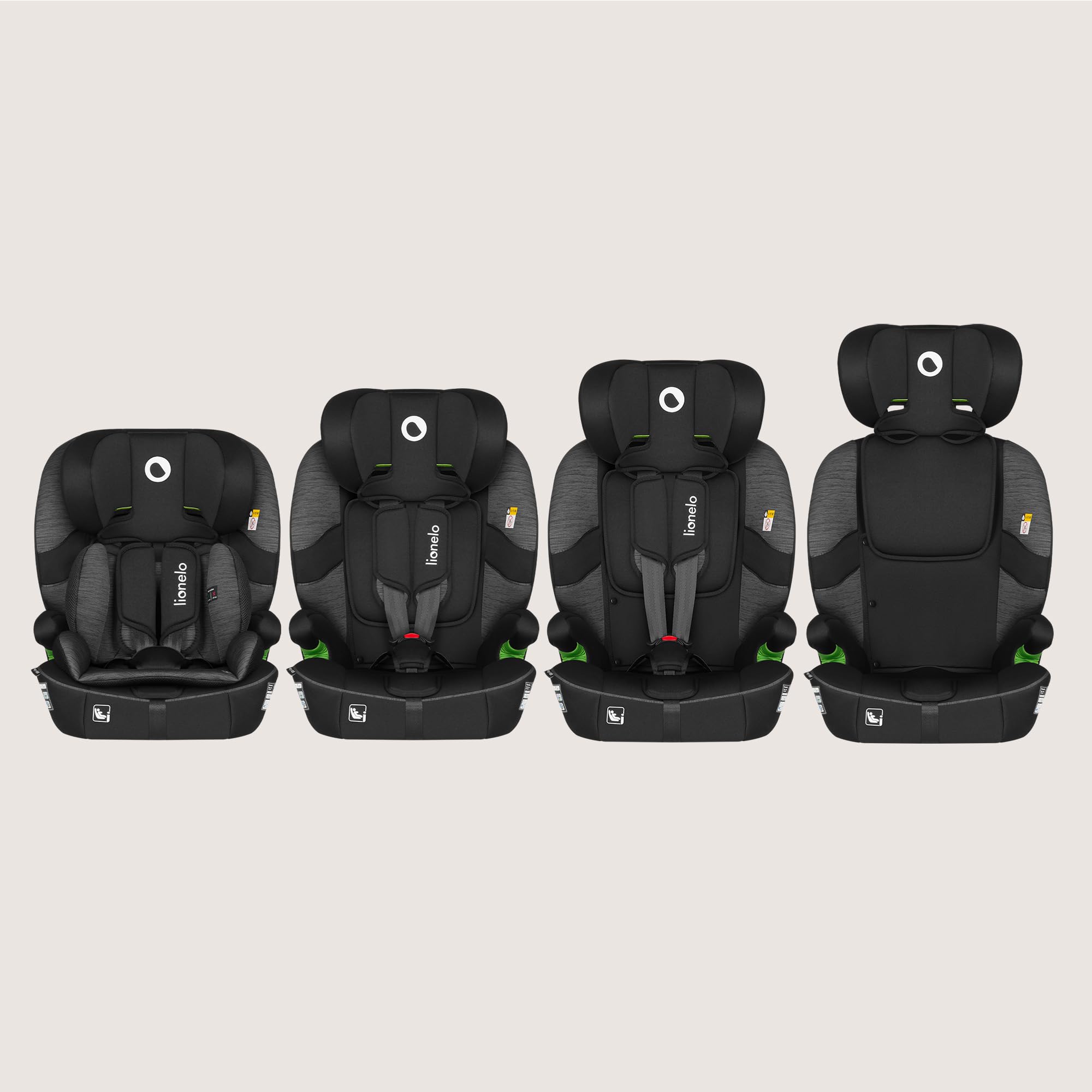 LIONELO BILLY I-SIZE Silla de Coche para Bebé, 76-150 cm De aprox. 15 meses a 12 años, Fijación ISOFIX o Cinturón de Seguridad, Reposacabezas Ajustable, Protección Lateral Norma R129.