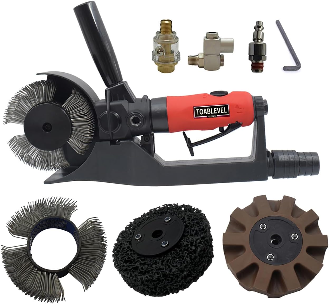 Pneumatic Removal Tool Kit Central Vacuum Rotary Tool ，For Cars Adhesive Pinstripe Sticker Vinyl Remover Glass and Metal Adhesive-Backed Decals Pinstripe ，Stripping Paint, Removing Rust，Glue