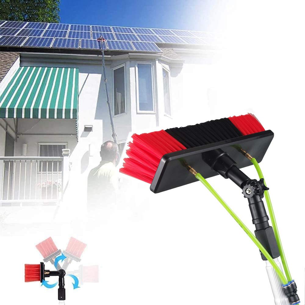 Palo per la Pulizia di Pannelli fotovoltaici e solari per Auto, roulotte, Camion, Camper, Autobus, palo Estensibile da 12 m con Spazzola ad Acqua