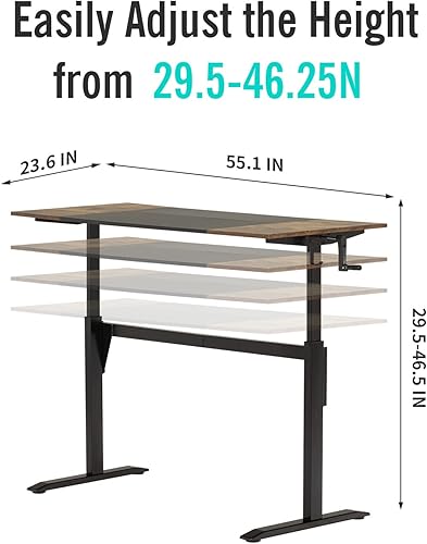 Miniatura 3 de UNICOO - Escritorio de pie de altura ajustable con manivela, escritorio de juego ajustable en altura, mesa de oficina en casa, mesa de computadora