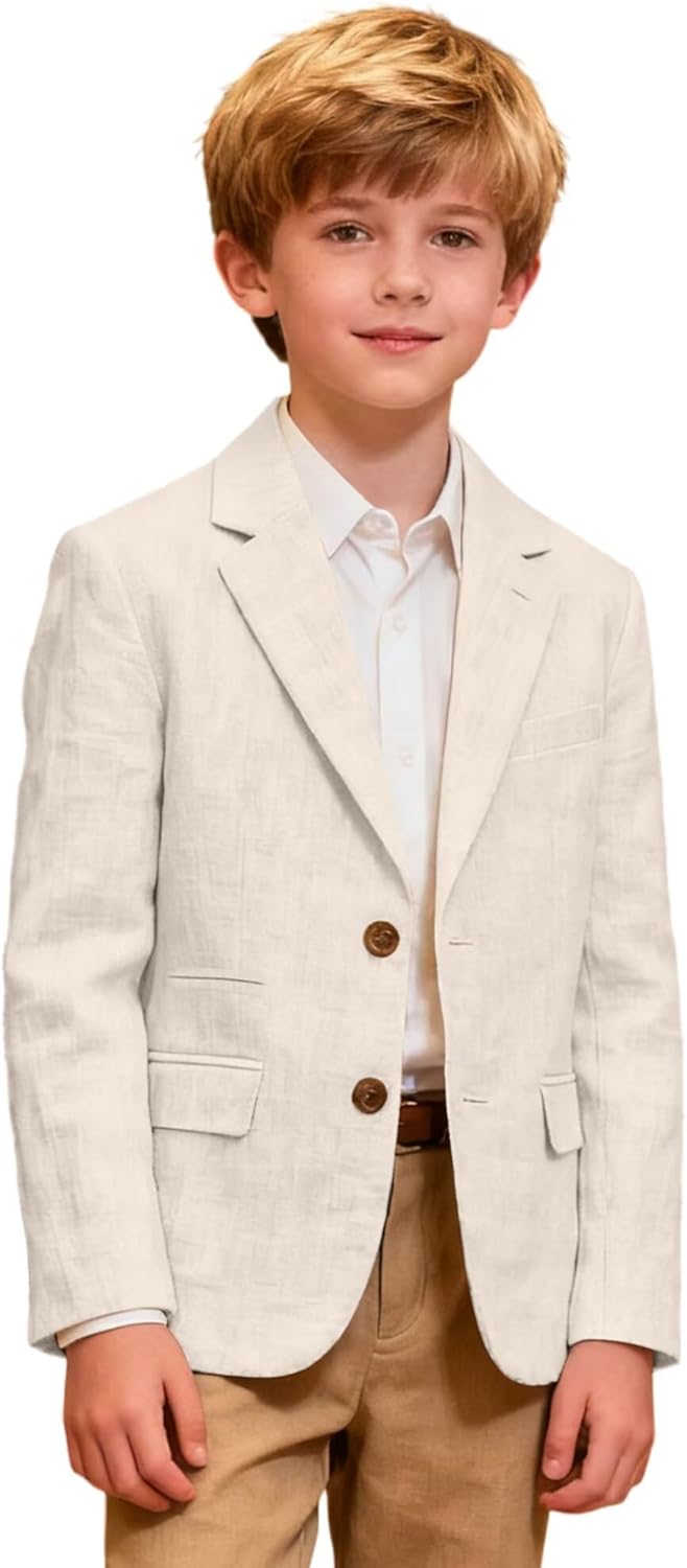 Linen Boy Suit Blazer Slim Fit Suits Jackets Linen Boys Sports Coat Tux Kid Outwear School Wedding Homecoming Dress Outfit