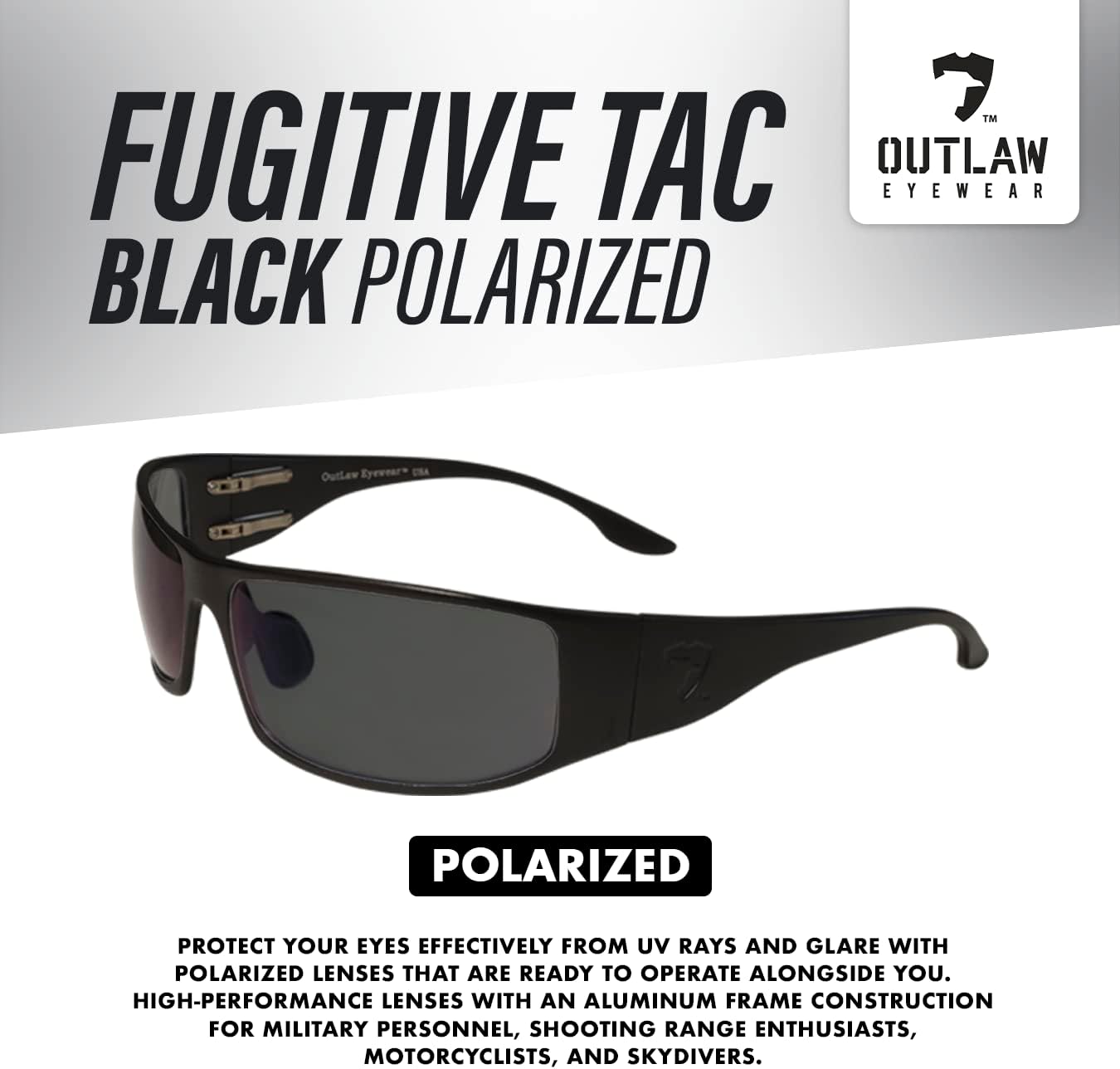 Fugitive Aluminum Tactical and Motorcycle Sunglass, ANSI Z87.1 Impact Protection USA - Image 5