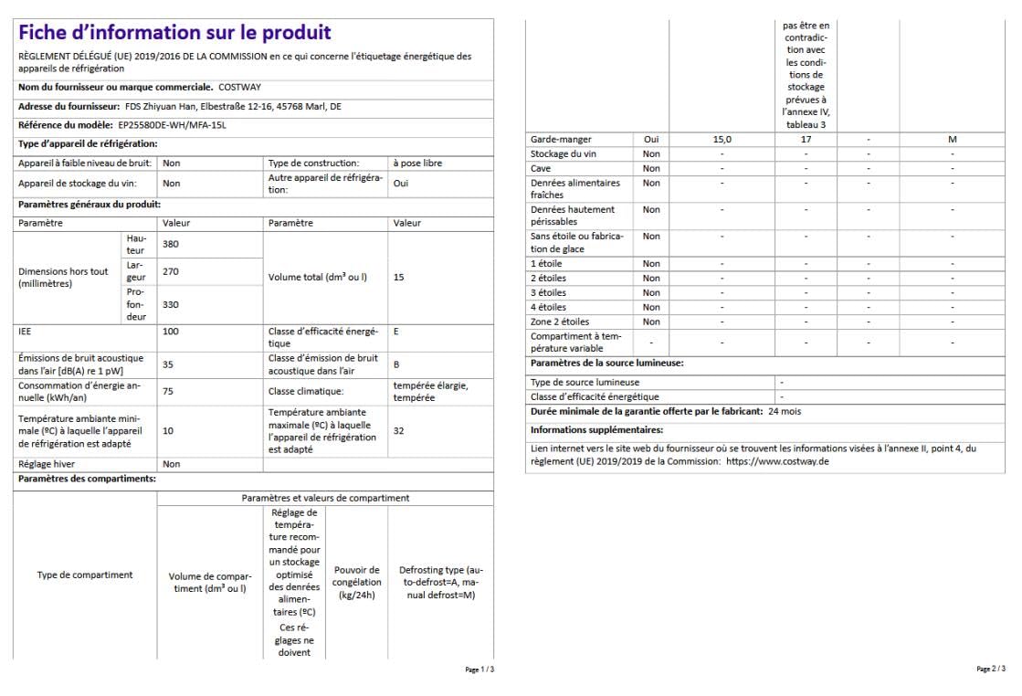 COSTWAY Mini Frigo 15L Mini Réfrigérateur 2 en 1 Fonction de Refroidissement et de Chauffage, Température -3 ℃ ~ 50 ℃, Frigo Portable 76 KWh/an pour Maison/Voiture (Blanc)