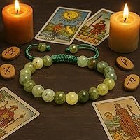 Vista 32 de Adjustable Crystal Bracelet – Gemstone Bead Bracelet with Adjustable Macrame String – Chic Gemstone Bracelet for Men and Women – 8mm Round Healing