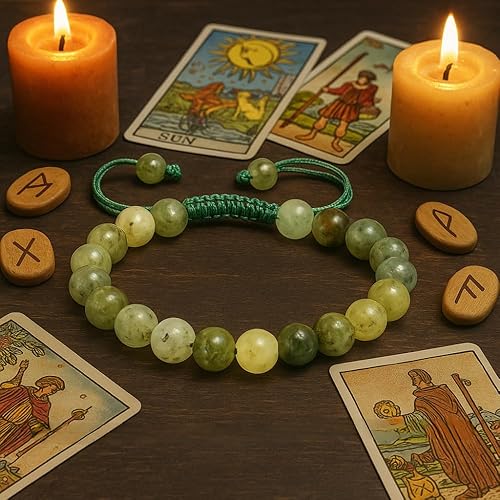 Vista 32 de Adjustable Crystal Bracelet – Gemstone Bead Bracelet with Adjustable Macrame String – Chic Gemstone Bracelet for Men and Women – 8mm Round Healing