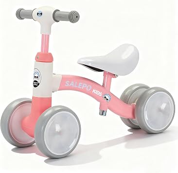 Baby Balance Bike Toy for for 12-36 Months, Toddler Balance Bike with Adjustable Seat, Handle &4 Silence Wheels No Pedal, Pre-School First Ride for Boy Girl First Birthday Gift