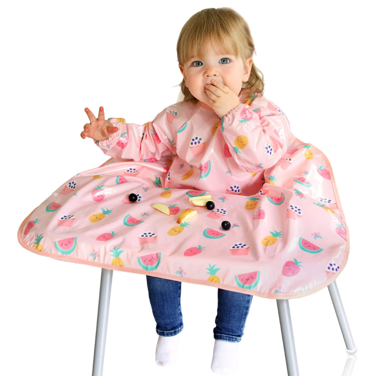 Wipeezee Premium Baby Weaning Bibs With Sleeves For 6 month+, Waterproof Coverall Bibs for Baby, Toddler, Boy, Girl | UK Design Eco Friendly & Durable Wipeable Bib for Highchair Baby Feeding