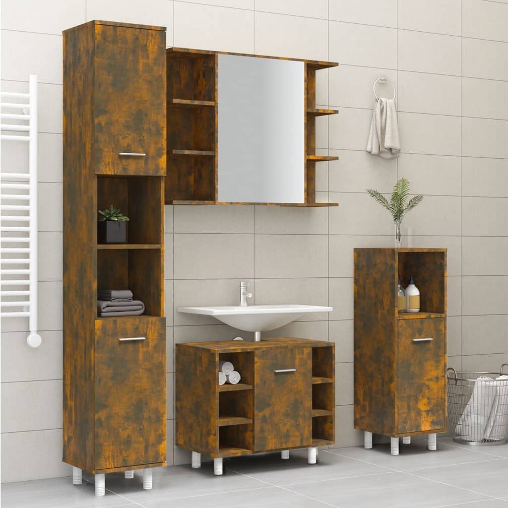 Generisch Badezimmerschrank，Badezimmer，moderner Badschrank zur vertikalen Aufbewahrung von Handtüchern，Kosmetik und Pflegeprodukten (Smokedoak)