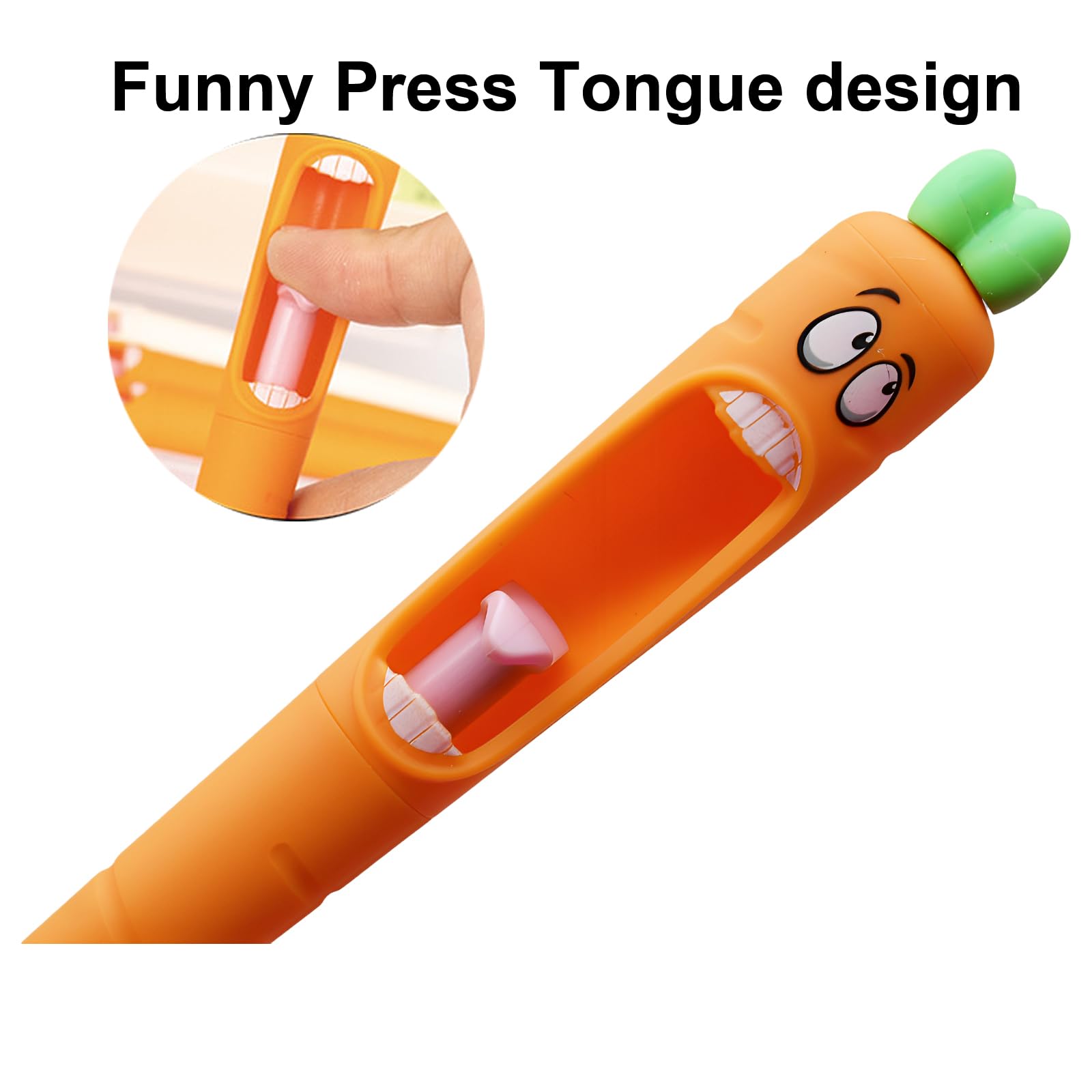 Maydahui Screaming Carrot Gel Pens - 8 Pack 0.5mm Black Ink Kawaii Easter Pens