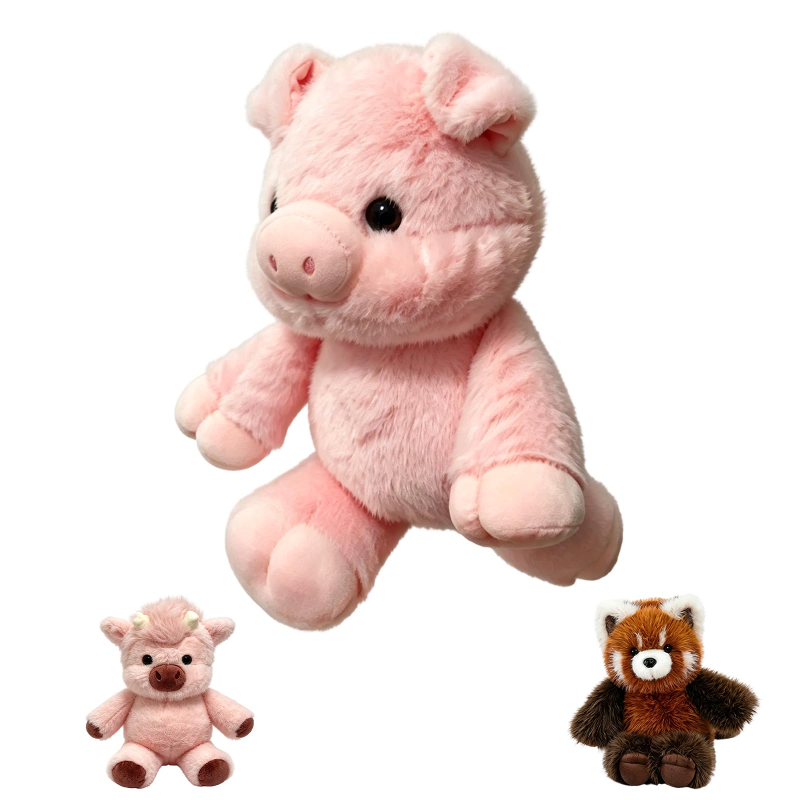 Ashloter Running Pig Soft Plushies, Cute Piglet Teddy Stuffed Animals Plush, Furry Gifts for Adult Home Car Office Decoration (Pink Pig)
