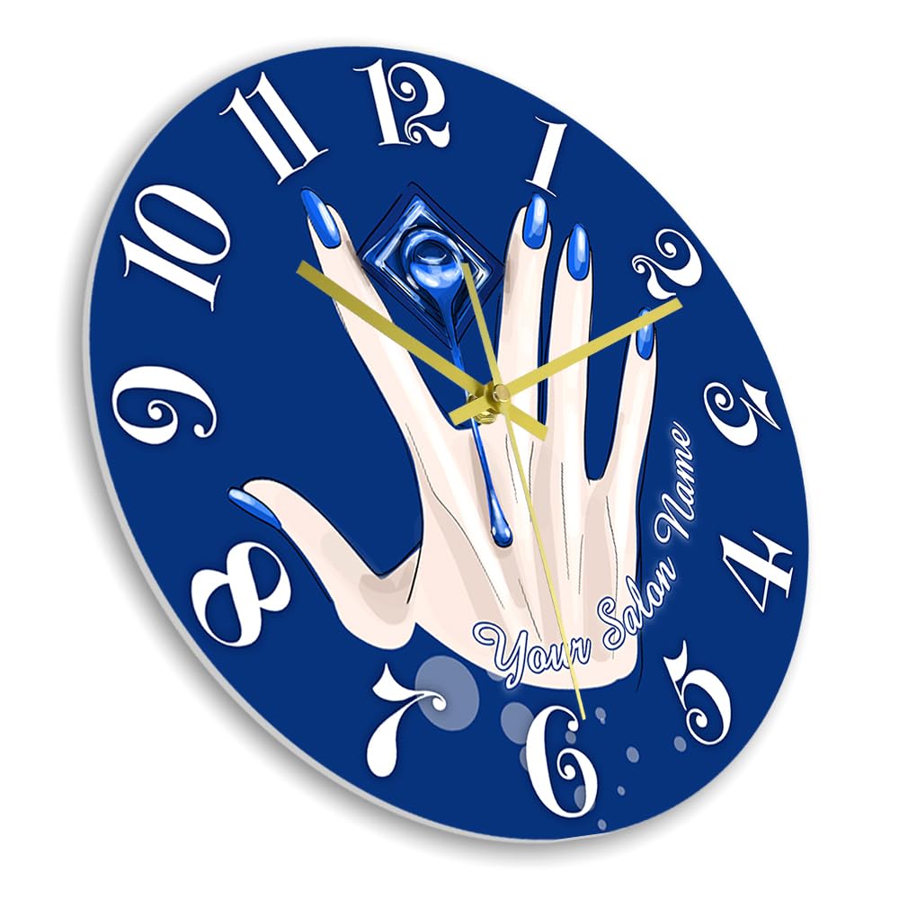 Orologio da parete da 38,1 cm per salone di bellezza, con nome personalizzato, orologio da parete silenzioso, senza ticchettio, funzionamento a batteria, facile da leggere, per camera delle