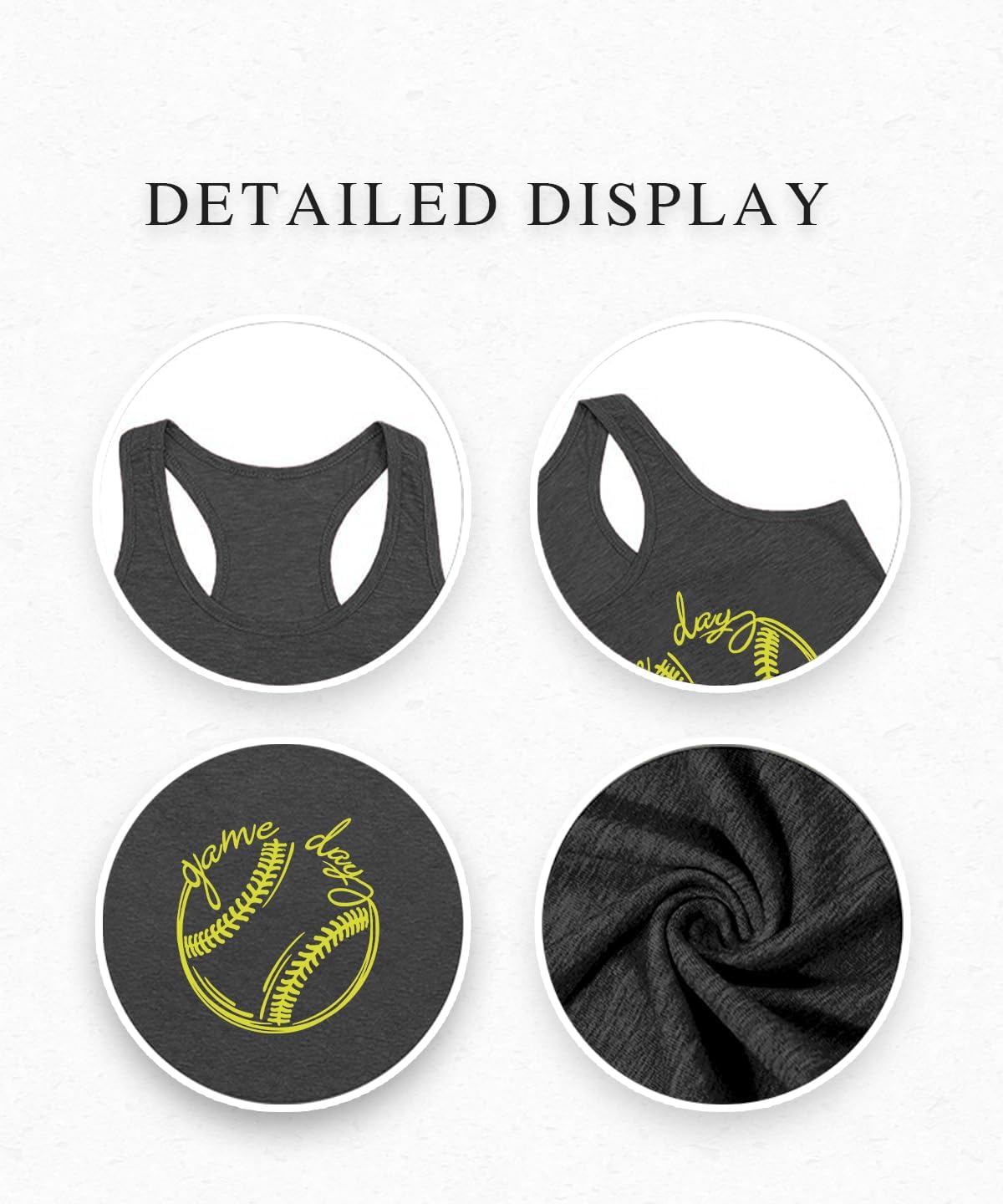 Baseball Mom Shirts Tee Baseball Tank Tops for Women Softball Mom Tank Top Casual Sleeveless Vest - Image 4