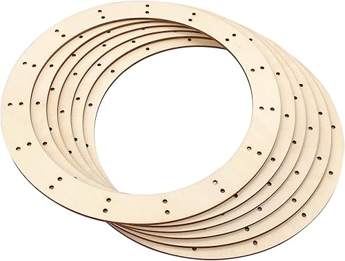 Miniatura 5 de Paquete de 6 anillos de corona de madera sin terminar de 14 pulgadas, para manualidades, guirnalda de aro floral, marcos de corona de madera para