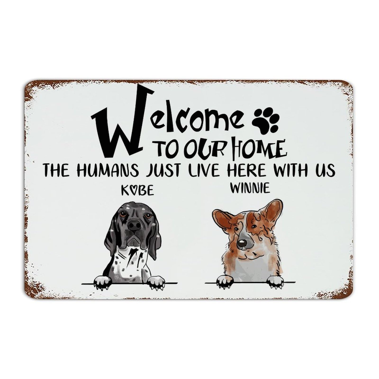 Plaque décorative en métal rétro panneau mural humour chat et chien