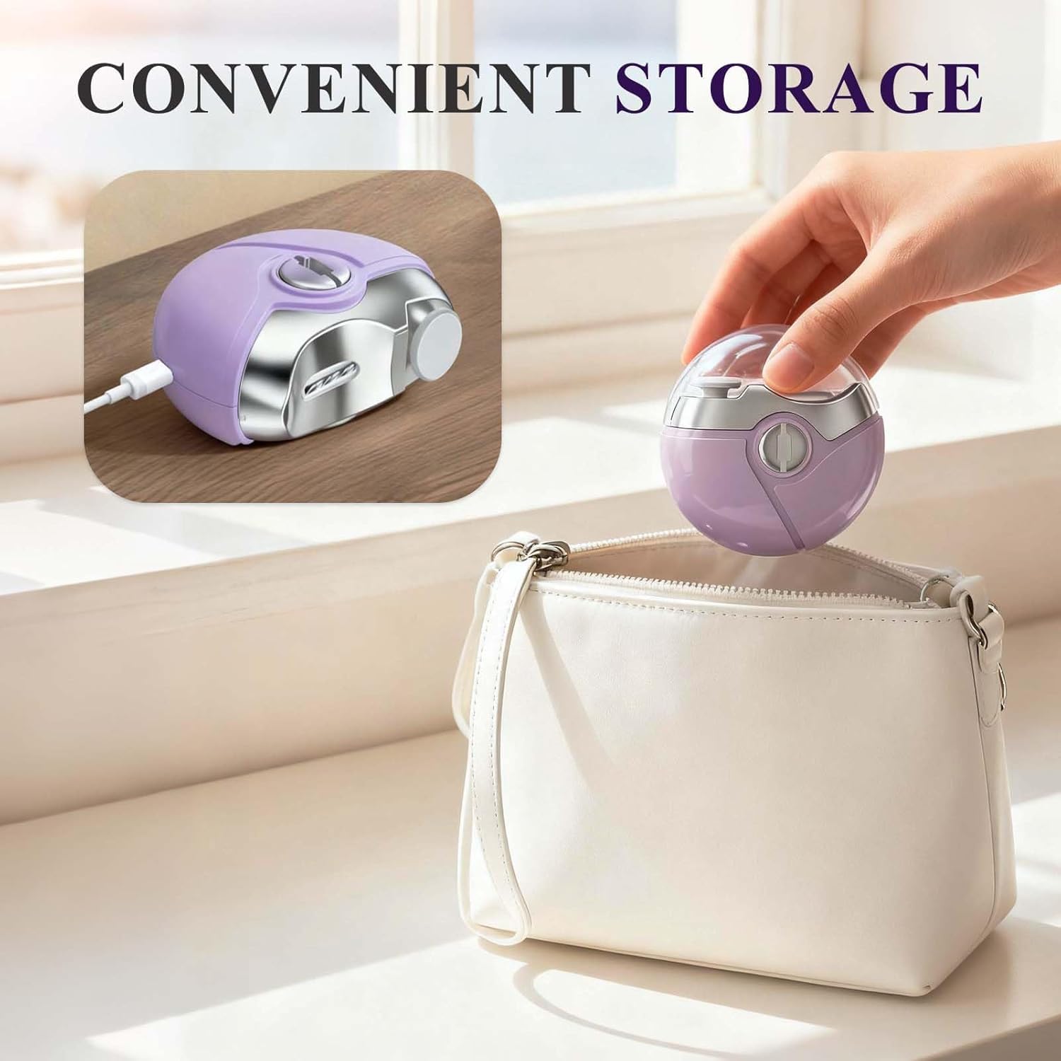 Cortaúñas eléctrico 3 en 1, cortaúñas automático de pulido eléctrico, cortaúñas eléctrico, cortaúñas eléctrico con 2 velocidades ajustables, recargable por USB para adultos (morado)