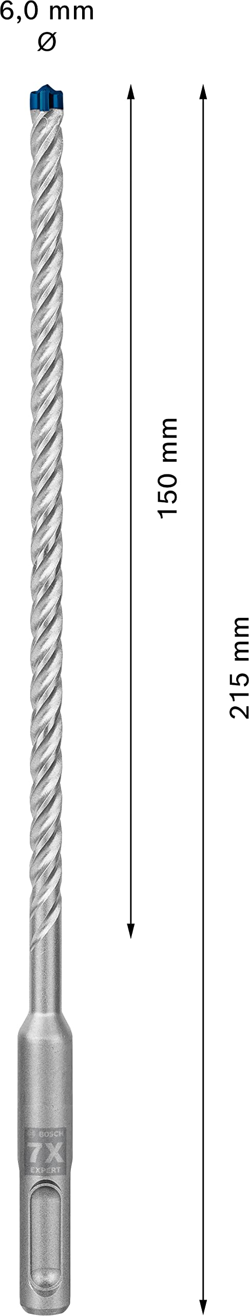 Bosch Professional 10x Brocas para martillo Expert SDS plus-7X (para Hormigón armado, Ø 6.00 x 215 mm, accesorios Martillo perforador rotativo)