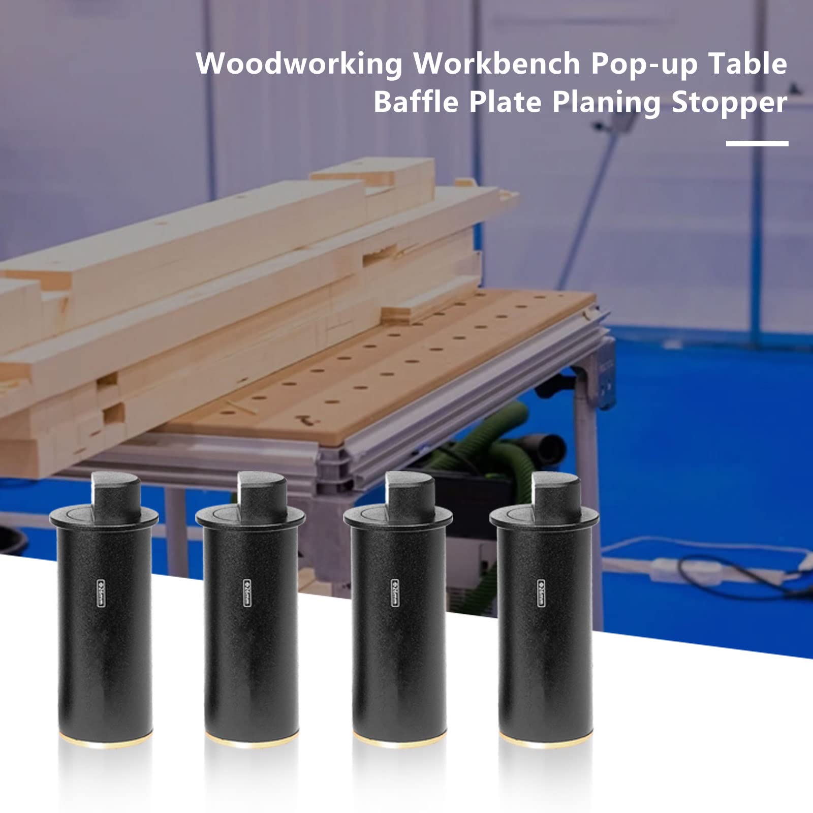 Pop-Up Bench Dog Stopper – 26mm Aluminum & Brass Planing Limit Block For Workbenches, Flush-Mount Woodworking Baffle Plate