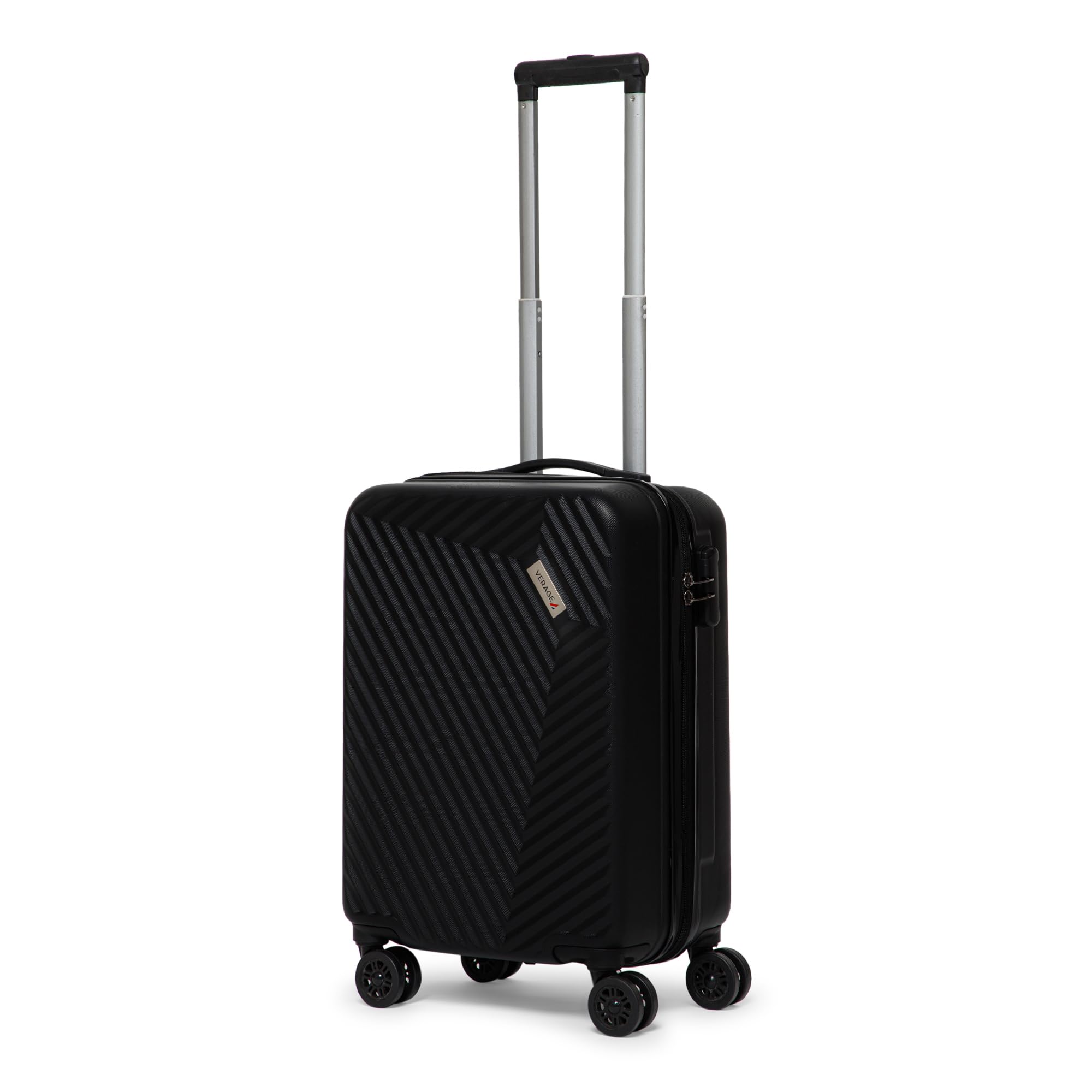 V-Lite Cambridge Abs 2.0 56 Cms Black Cabin Carry-On Trolley Bag, 8 Wheels Hard Suitcase Spinner Luggage