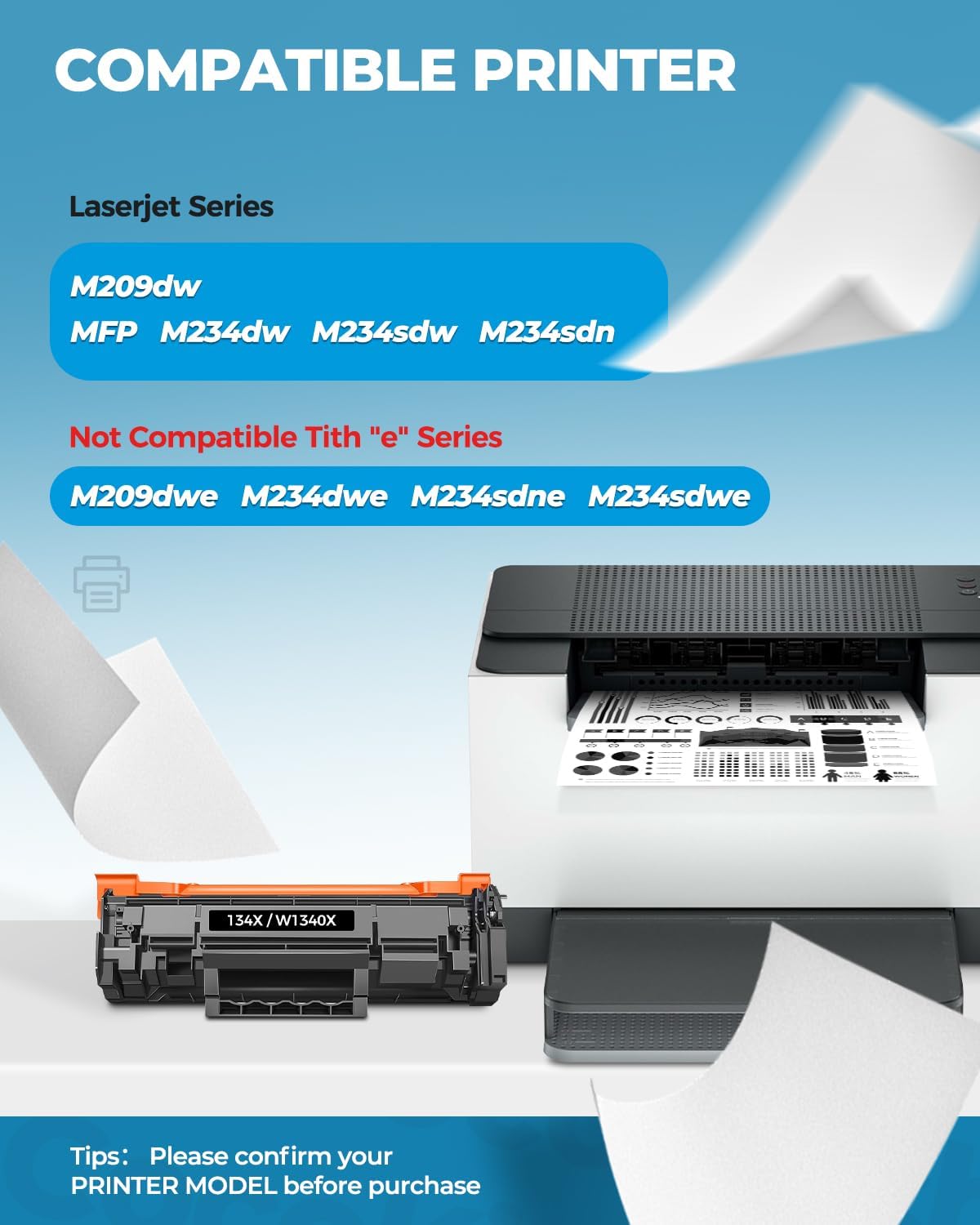 134X Black Toner Cartridge 2 Pack with Chip Compatible for HP 134X W1340X 134A W1340A Toner Cartridges Replacement for LaserJet M209dw MFP M234dw M234sdw M234sdn Printer