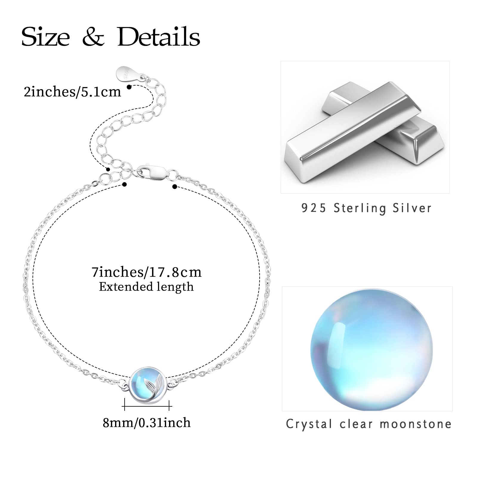 Mondstein Armband Damen/Koala Armband 925 Sterling Silber Keltische Knoten Armband Verstellbarer Regenbogen Mondstein Armkette Mädchen Keltischer Knoten Schmuck für Kinder Freundin Muttertags