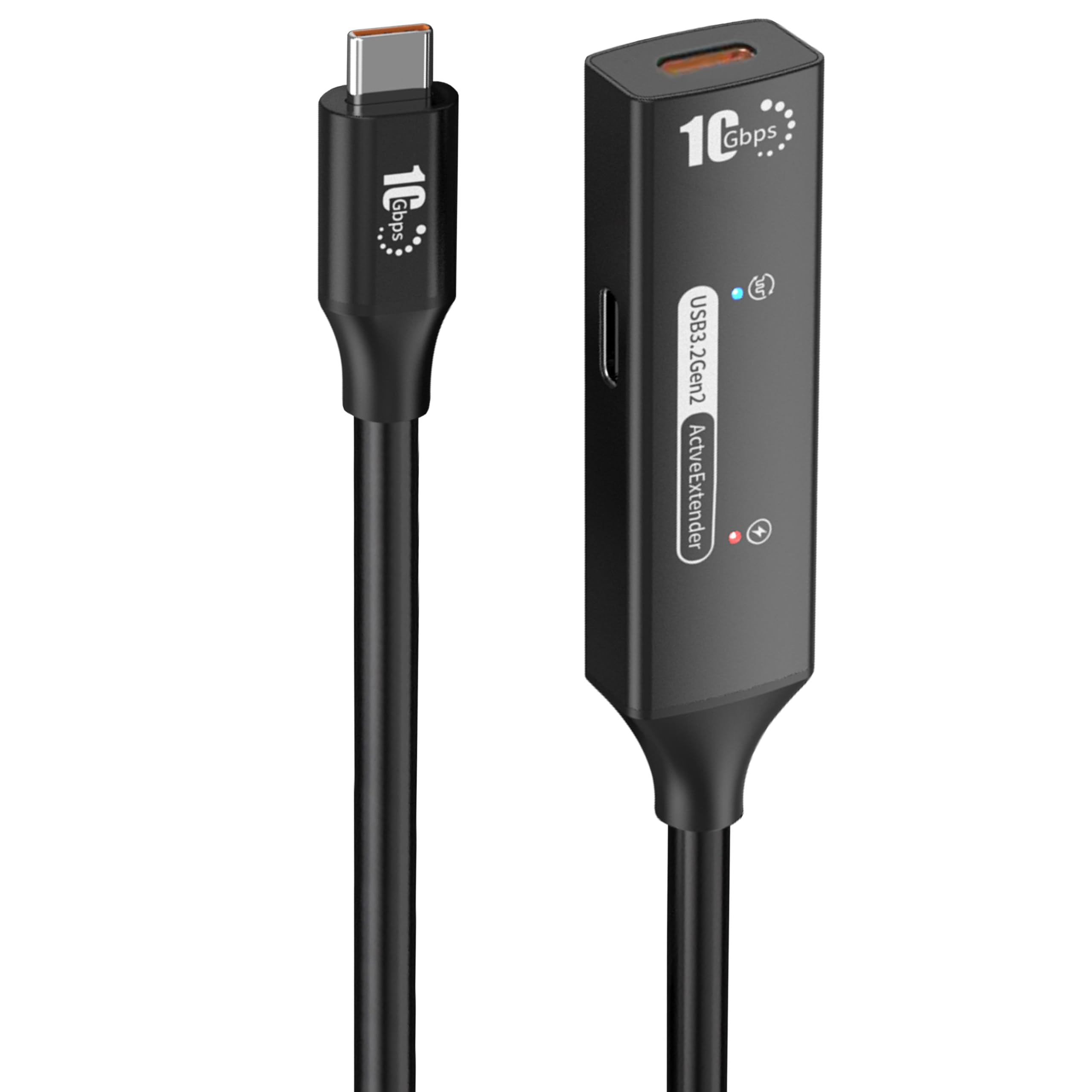 USB-C Active Extension Cable 10m USB 3.2 Gen 2 10Gbit/s Double Shielding Aluminum Housing Black