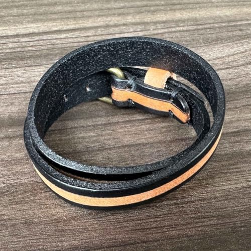 Image of Punk Rock Adjustable Belt Buckle Wristband Print Pattern Thin Pu Leather Cuff Bracelet