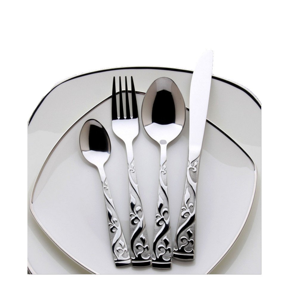 4 PCS Top Grade Edelstahl-Besteck Löffel/Gabel/Messer Set Geschirr silber