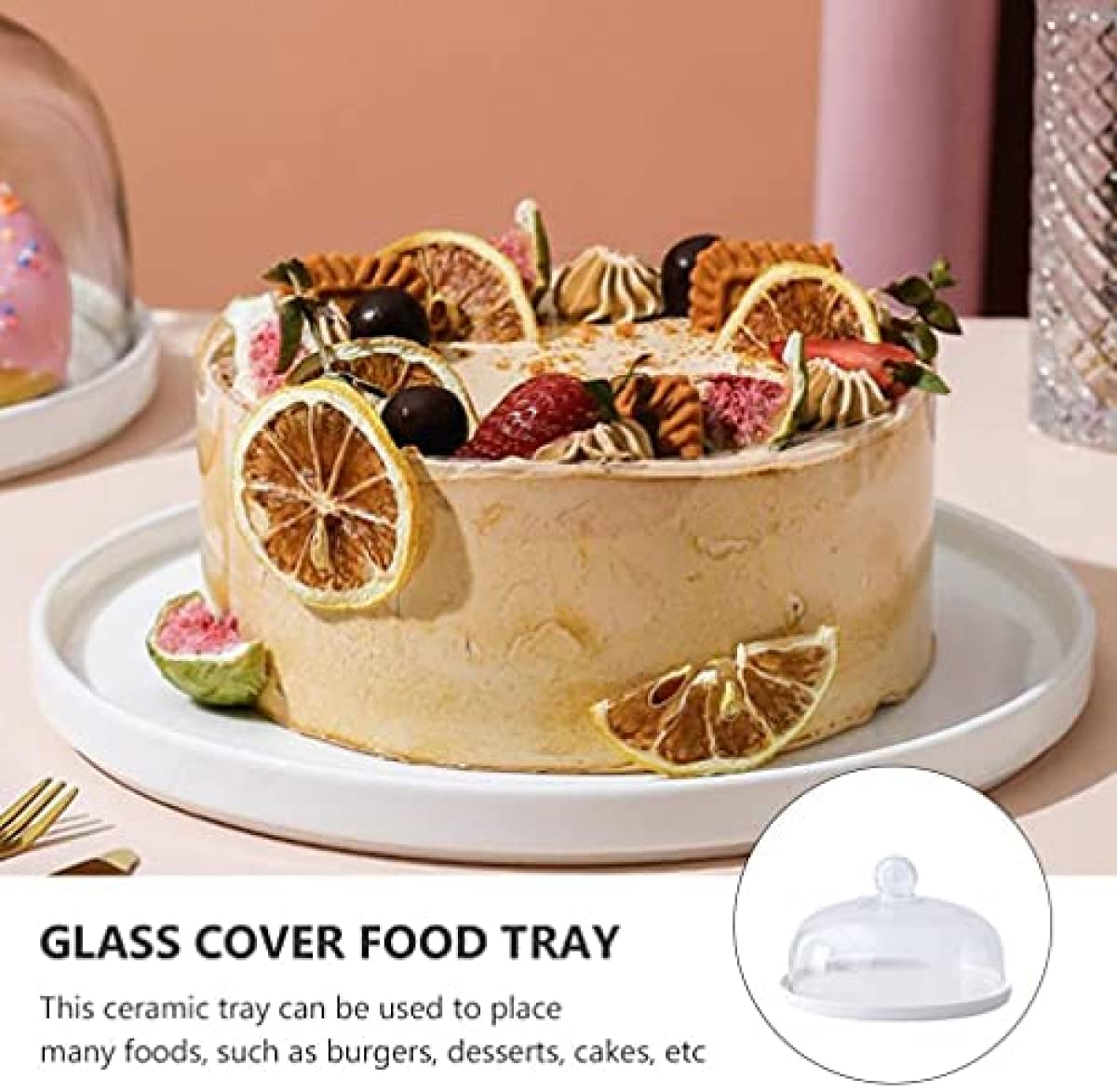 Tarro de campana para tartas con placa de cerámica de cristal, campana de queso, campana de pastel, campana, cúpula de cristal, soporte para tartas, tapa de alimentos para pastelería,