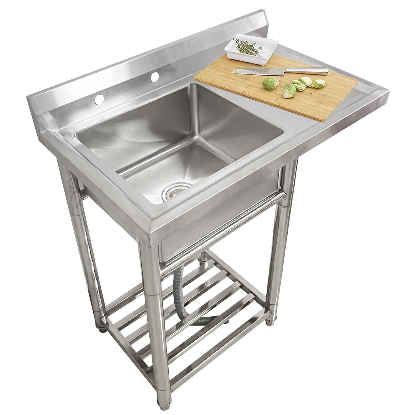 LMYSXAOZ Commercial Kitchen Sink Catering Stainless Steel 1 Bowl Drainer Prep & Free Standing Utility for Garage, Restaurant,