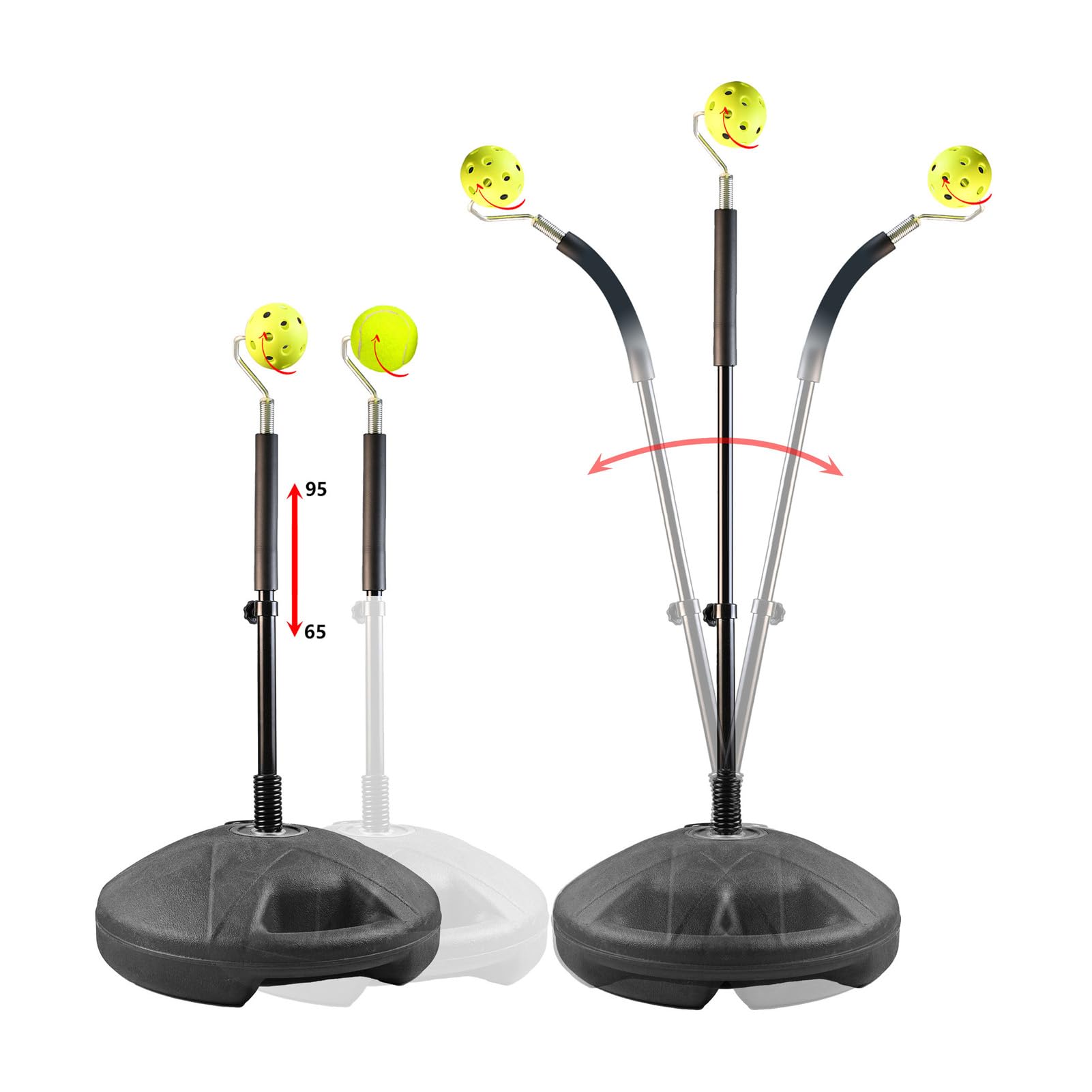Allenatore da Tennis Topspin, Altezza Regolabile da 75 a 100 Cm, Attrezzatura per Allenamento da Tennis con Design di Rimbalzo, Dispositivo per Allenarsi con Base di Riempimento con Sabbia e
