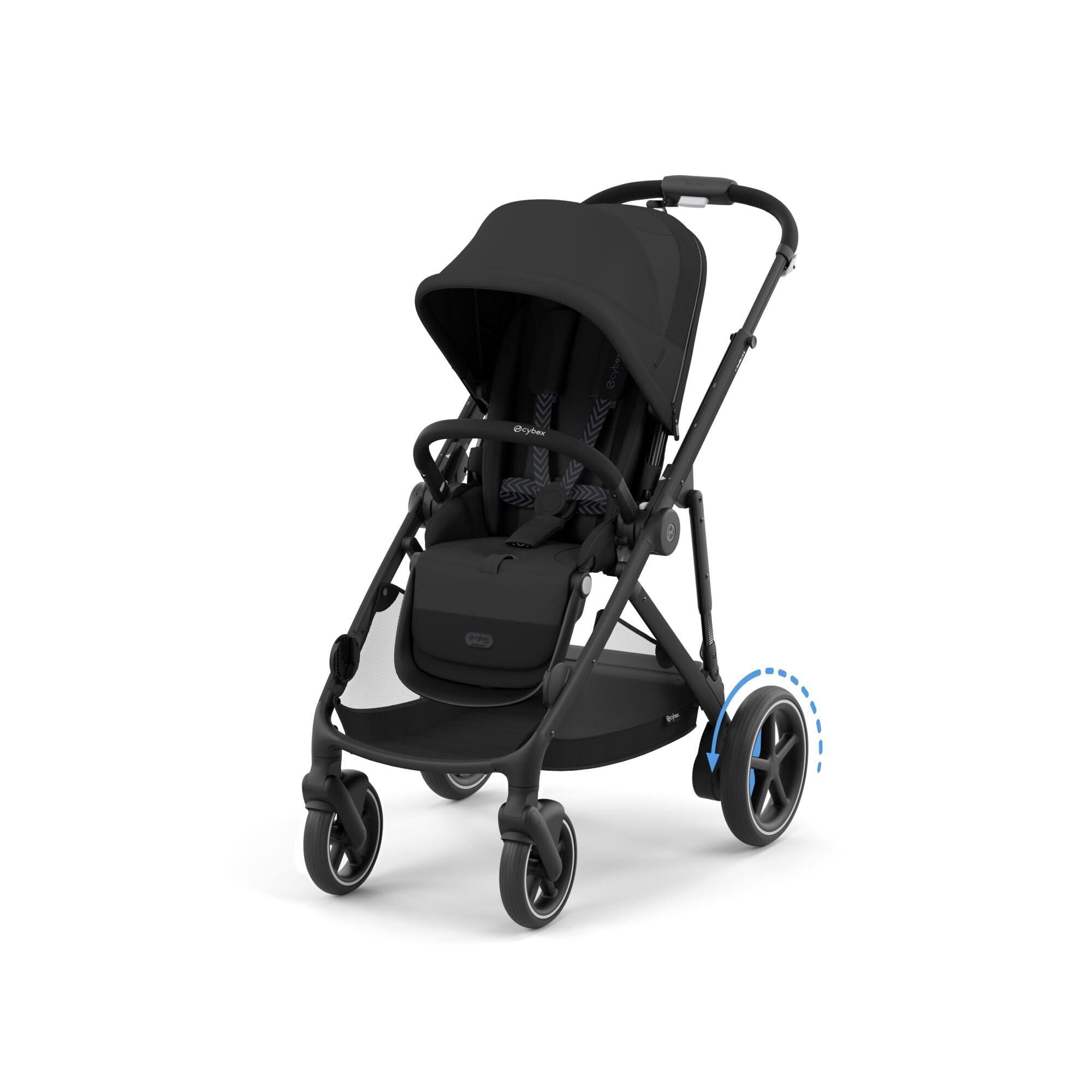 CYBEX Cochecito dorado e-​GAZELLE S, máx. 22 kg (modo individual) / 2x 22 kg (modo dúo), sistema todo en 1 con accionamiento eléctrico y 20+ configuraciones, Moon Black