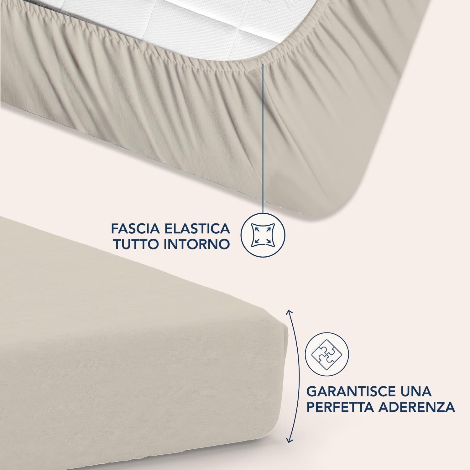 Dreamzie Lenzuolo con Angoli Piazza e Mezza 120x200 cm - Angoli da 35 cm per Materassi Spessi - 100% Microfibra - Beige, Certificato senza Prodotti Chimici (Oeko-TEX)