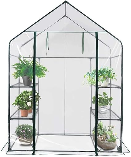 Amazon Yangaera ビニールハウス Pvc 温室 大型 3段 幅143 奥行73 高さ195cm ビニール温室 ガーデンラック 家庭用 花園温室 植物温室 フラワースタンド 植物ハウス 組立式簡易温室 透明防水 抗uv 優れた通気性 トランスペアレント ビニールハウス 温室用品