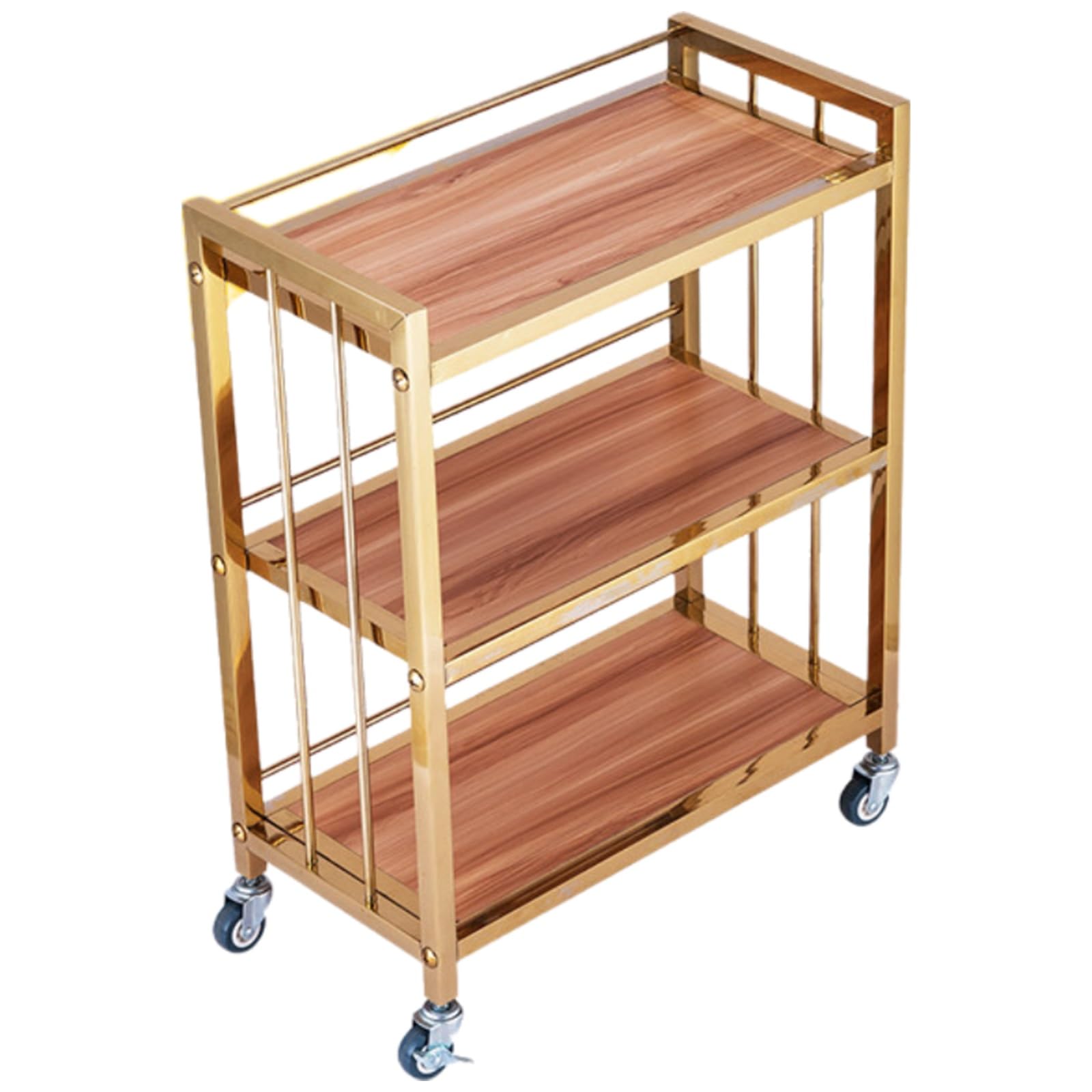 Carro móvil Comercial de 3 Niveles para Servicio de Alimentos con Ruedas con Freno, Carro para Platos de Restaurante, Soporte Lateral para Olla Caliente, Carrito para vinos y Bebidas.