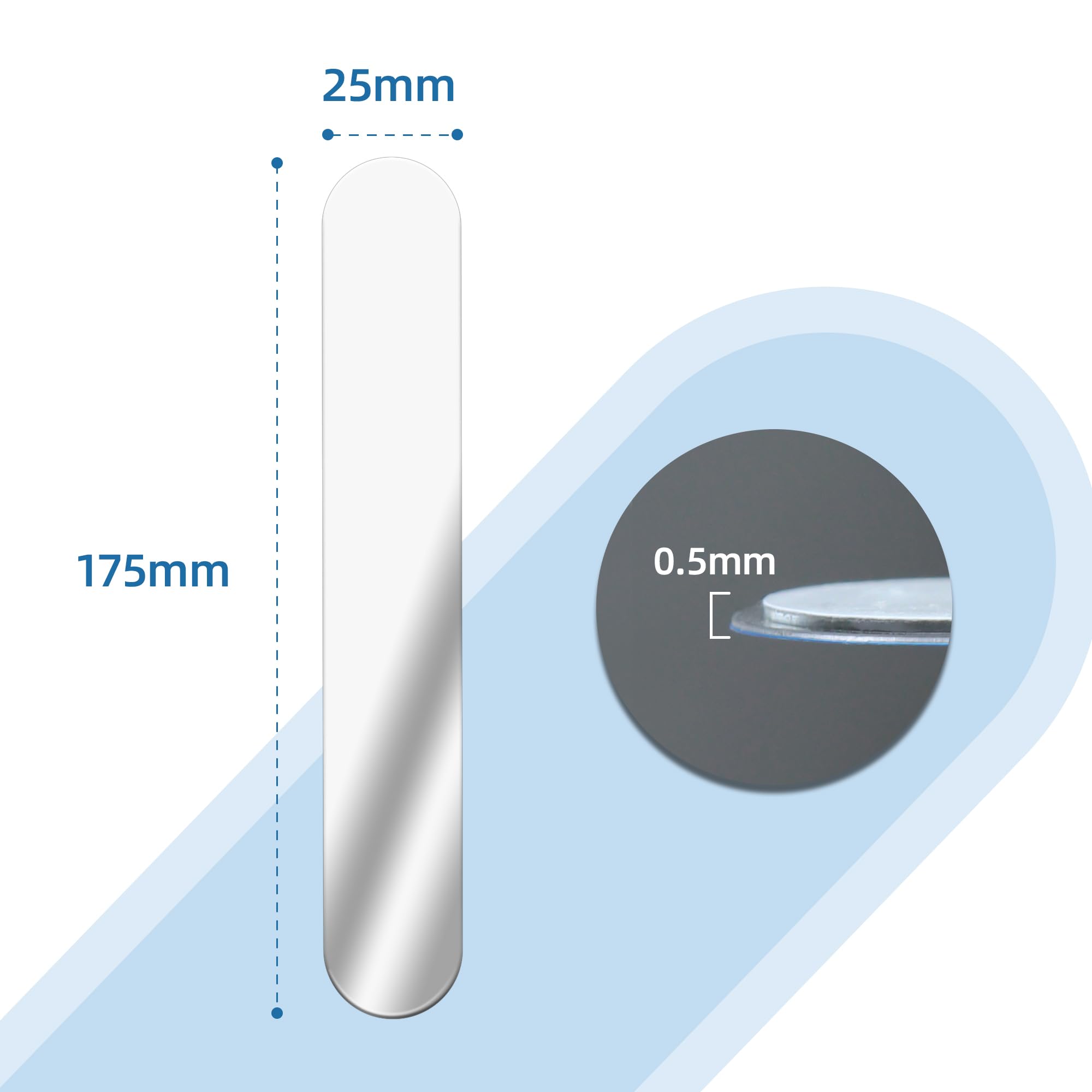 KOZOY Piastrine Metalliche Autoadesive 15x2cm - 6 Pezzi Sottili Per Magnetismi E Supporti, Acciaio Inox - Foto 13