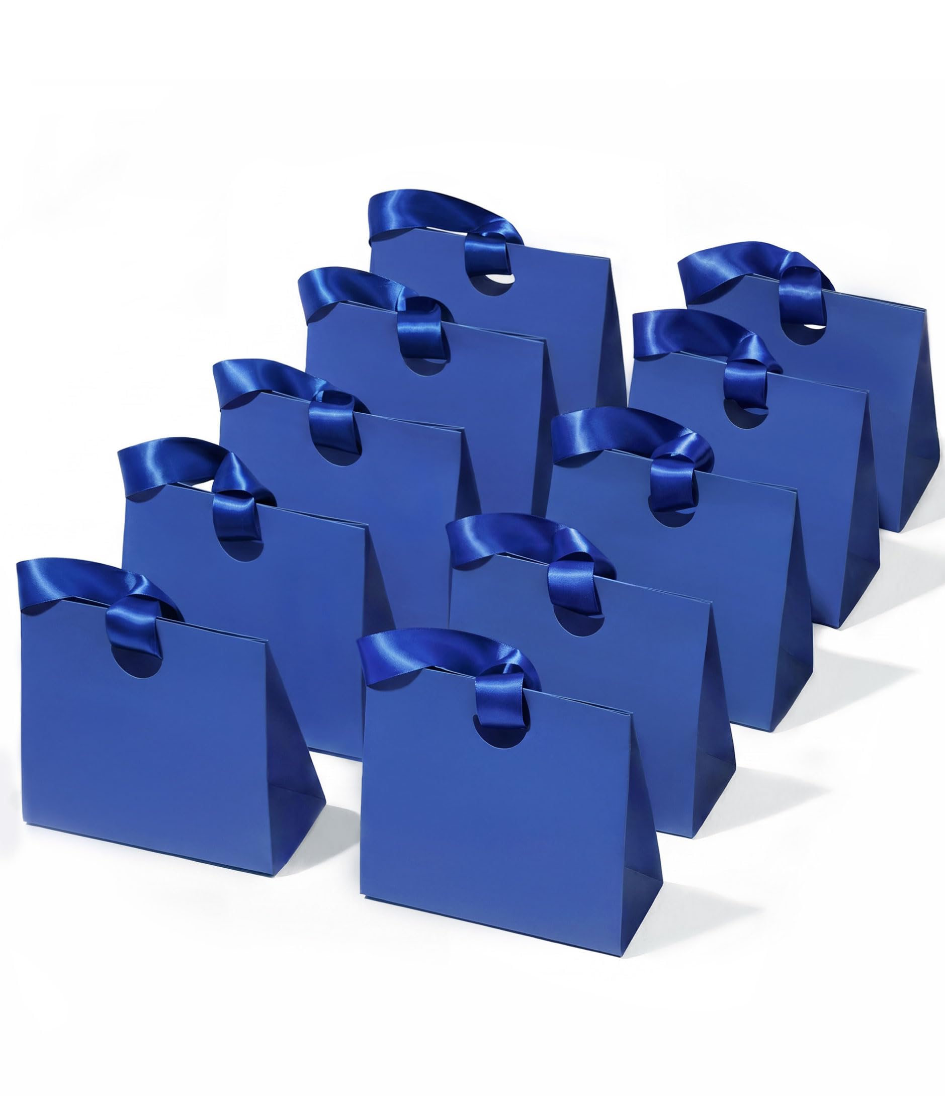 Vitalizart Navy Blue Mini Gift Bags 6.1" x 2.9" x 5.7" With Ribbon Handles, Reusable For Gift Wrap Girls Kids Birthday Bridal Shower Party Favours Candy Christmas Wedding Paper Gift Bags — image 1