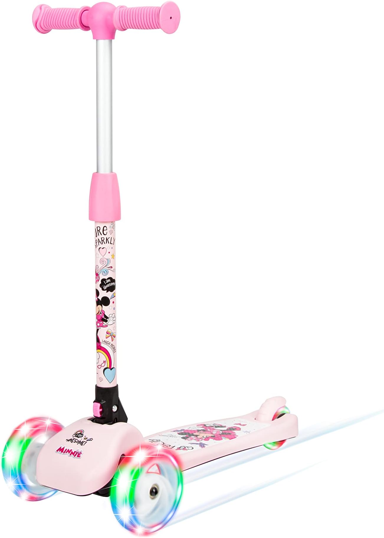 Spartan Disney Spiderman,Frozen,Minnie,Miceky,Cars,Princess 3-Wheel Light Up Scooter for Kids; LED Lighted Wheels, Adjustable Handlebars ,Advanced Technology for Increased Control,Stability & Balance