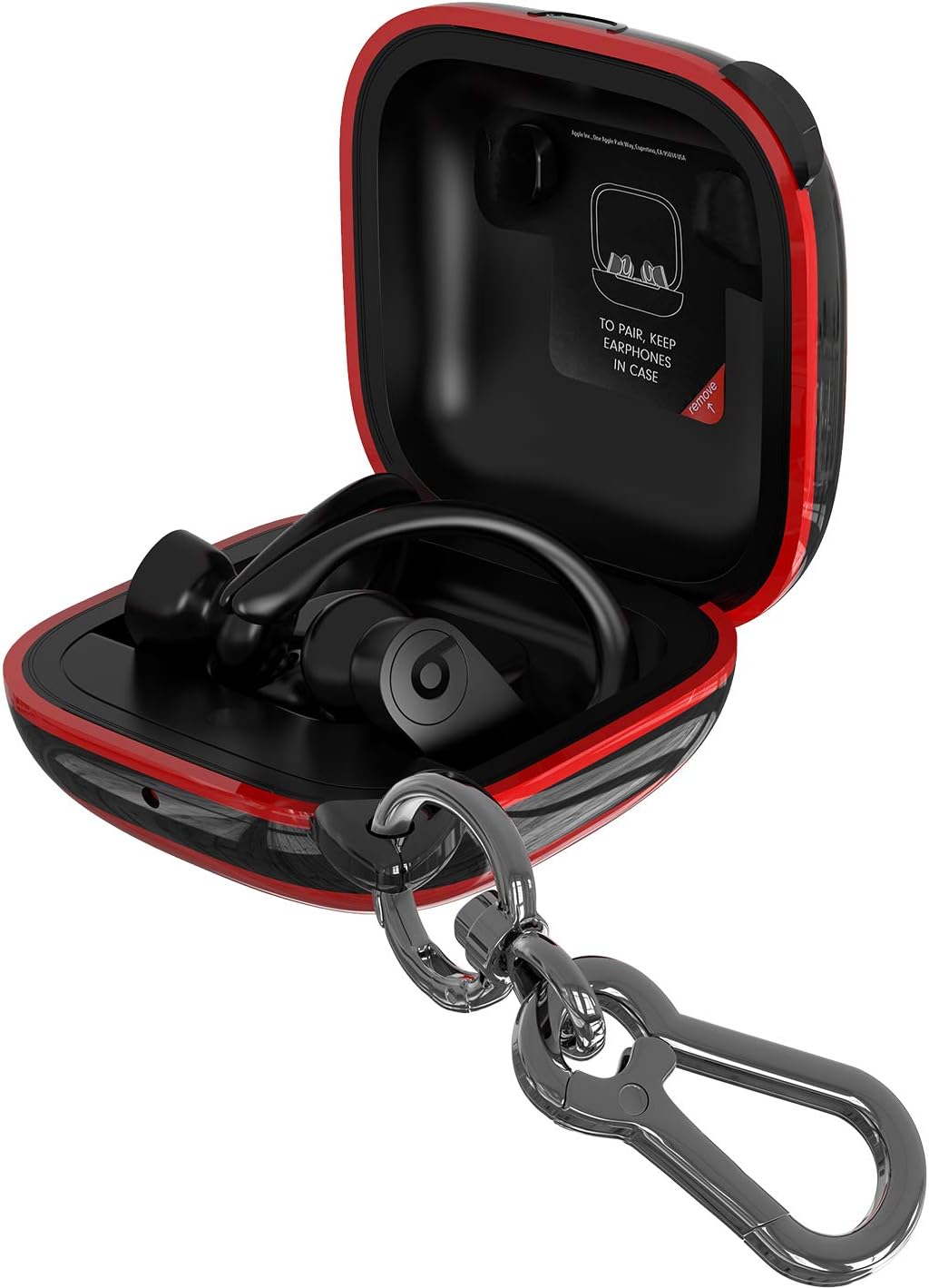 Cover Compatible Powerbeats Pro Case, Full Protective Shockproof Anti-Slip Silicone Case for Beats Powerbeats Pro 2020 (Black Edge+Red)