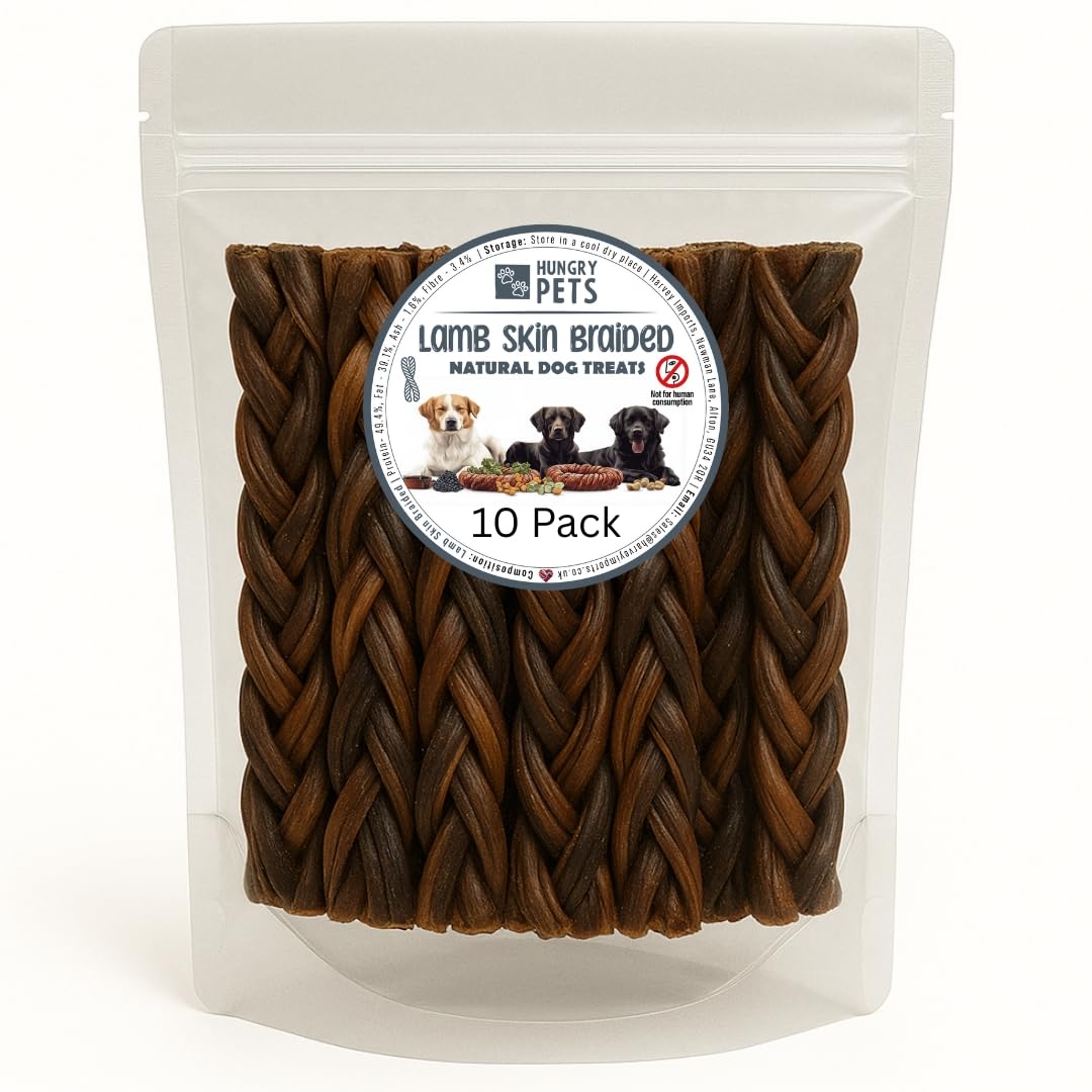 Lamb Skin Braided 15cm 10 Pack – Natural Dog Treats Chews