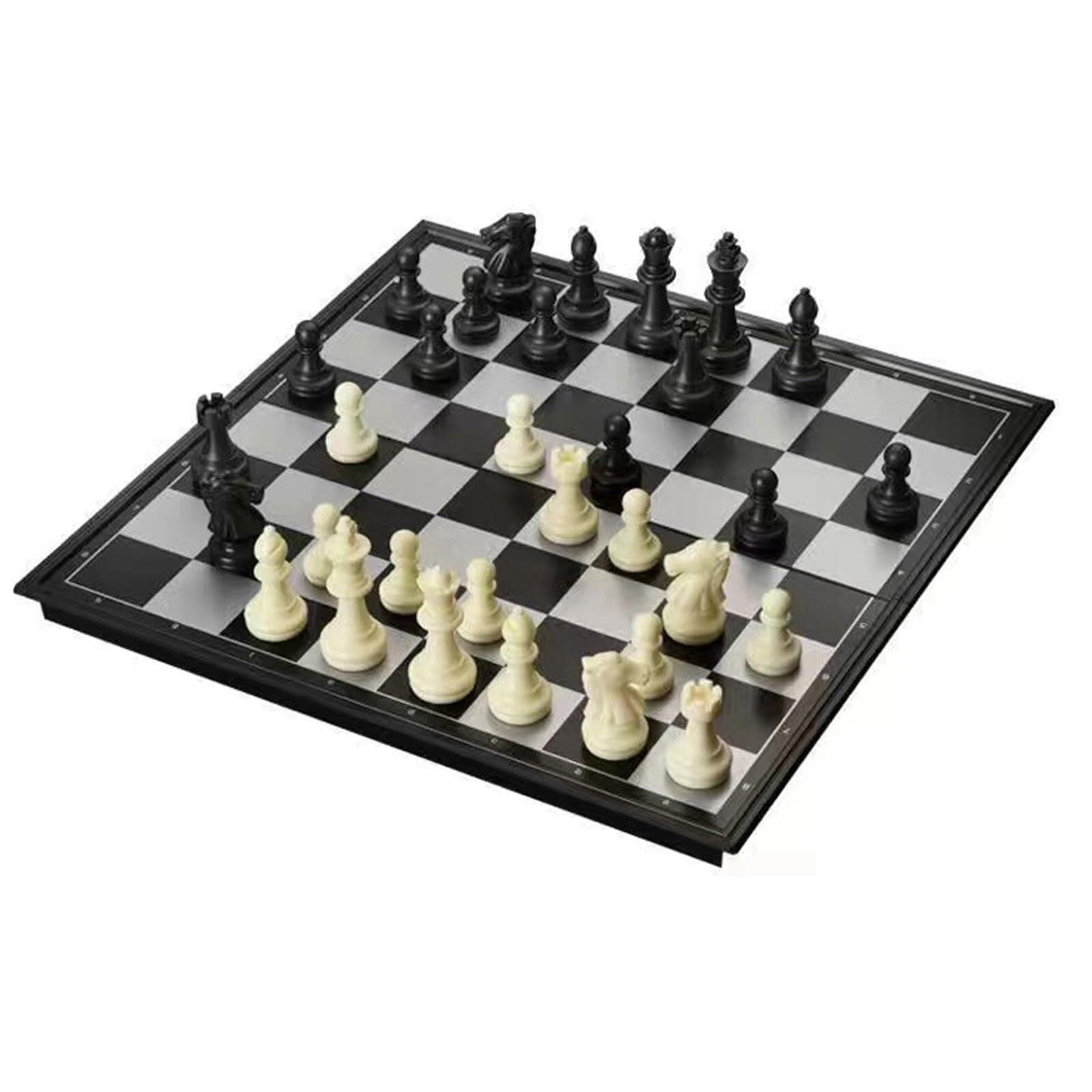 Szachownica Klasyczna magnetyczna i składana gra w szachy 32 sztuki rodzinna gra planszowa dla dzieci i dorosłych z pudełkiem do przechowywania, gra podróżna (38 x 38 cm)