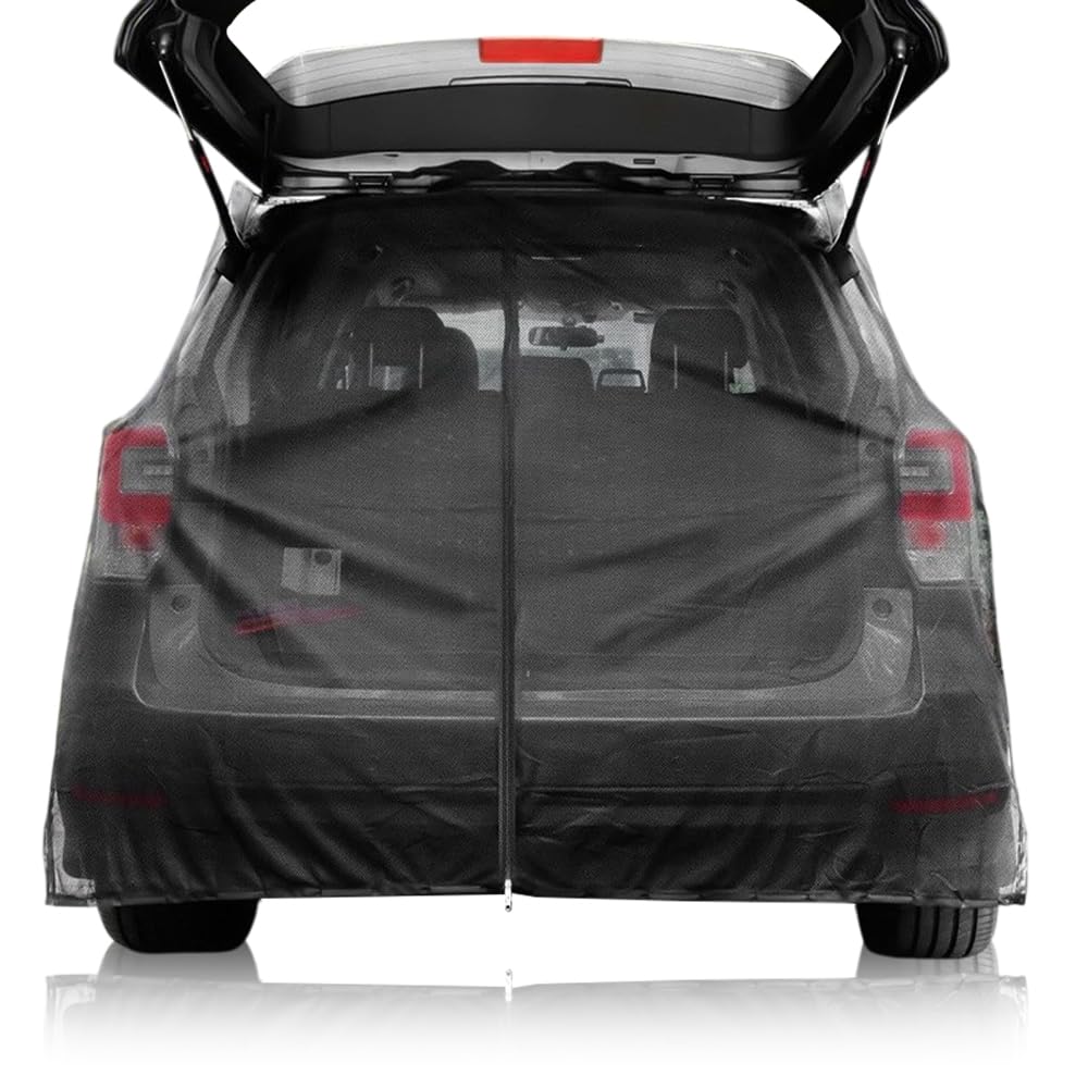 Heckklappe Moskitonetz, Flügeltür Kofferraumabdeckung Sonnenschutz Magnetisch Fliegengitter Auto, Gardinen Vorhang Trennvorhänge Schattennetz für Dach Camper SUV Outdoor Camping, 174x150cm