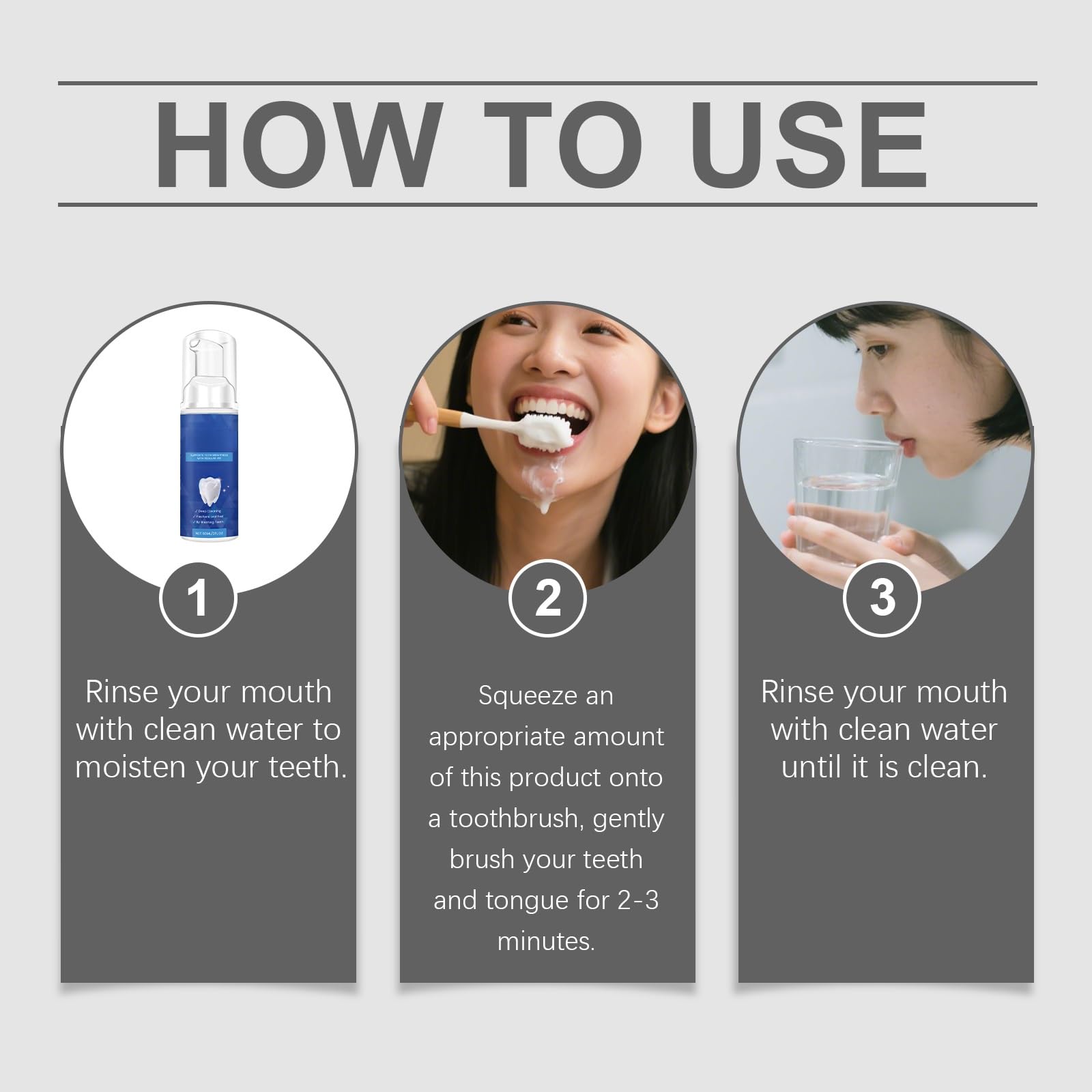 Mousse dental iluminadora suave for el cuidado bucal diario, reducción de manchas, aliento fresco y limpieza cómoda(3pcs)