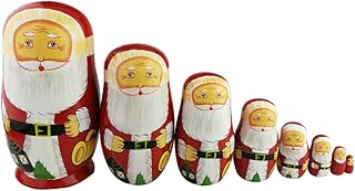 8pcs Cutie Lovely Red Santa Claus WIthink White Big Beard Nesting Dolls Matryoshka Russian Doll Popular Handmade Kids Girl Toy