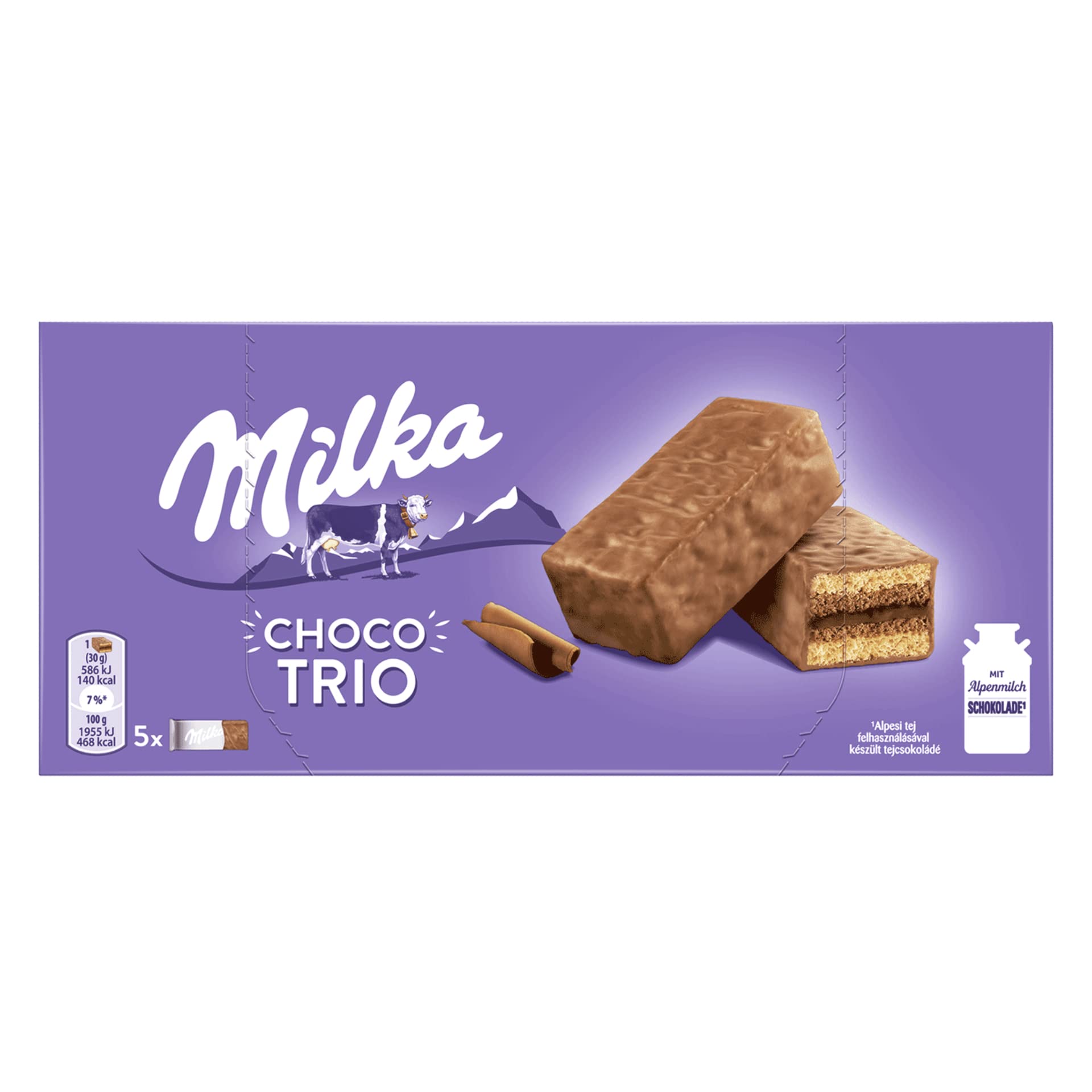 Milka Choco Trio Bizcocho de Cacao Cubierto con Chocolate con Leche 150 g