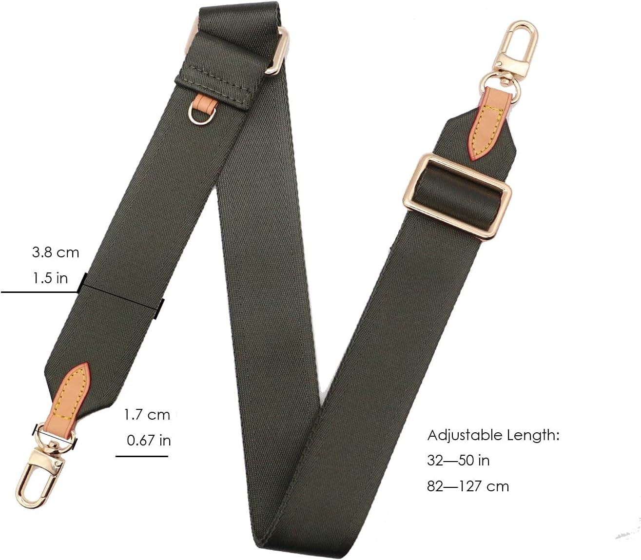 Multi Pochette Accessories Replacement Adjustable Crossbody Wide Canvas Strap for Shoulder Bags Multi Purpose (Dark Green)