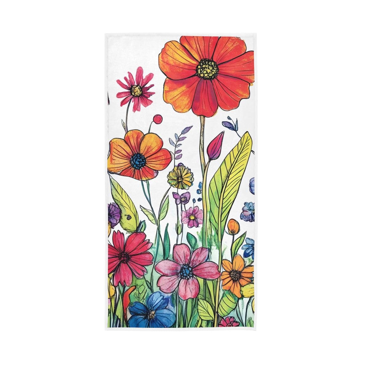 LSRCPD Wildflowers Colorful Hand Towels, 15 x 30 Inches, Soft Highly Absorbent Towels for Bathroom Gym Shower
